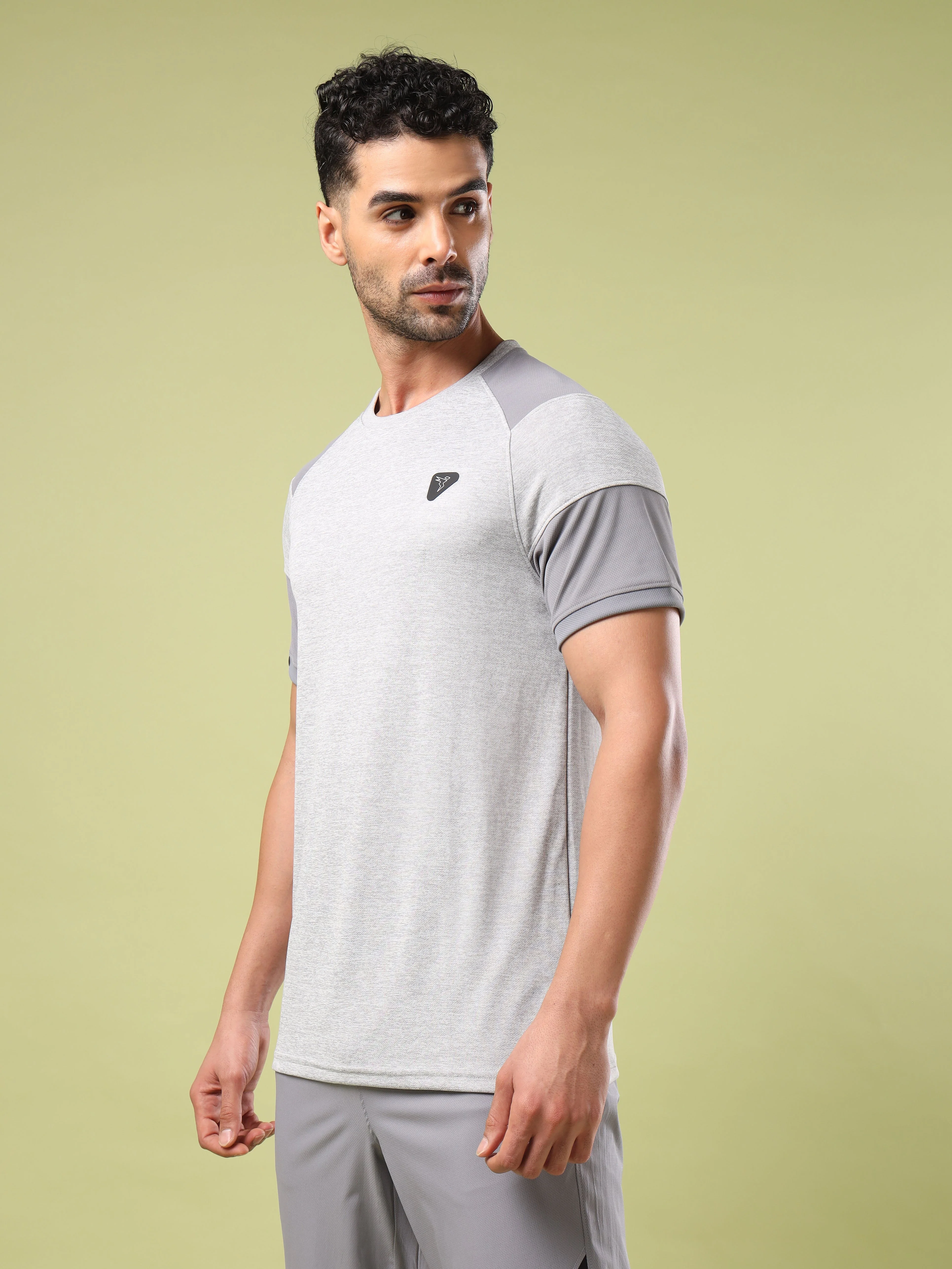 Men Solid Slim Fit Crew Neck T-shirt with DOUBLE COOL - Image 4