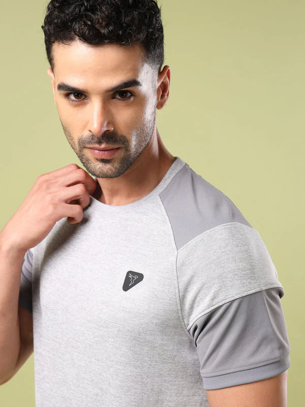 Men Solid Slim Fit Crew Neck T-shirt with DOUBLE COOL - Image 6