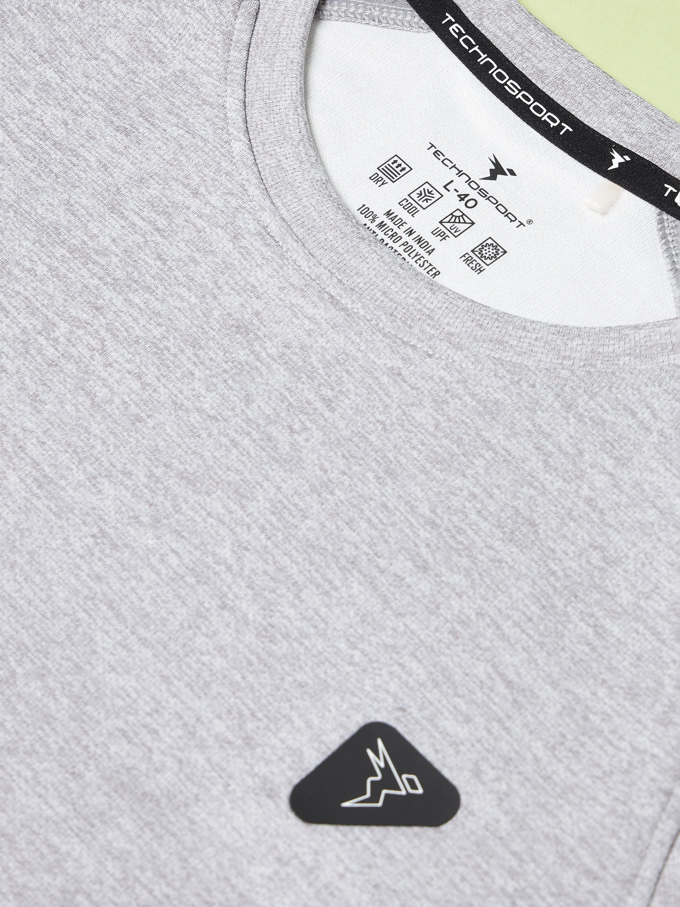 Men Solid Slim Fit Crew Neck T-shirt with DOUBLE COOL - Image 7