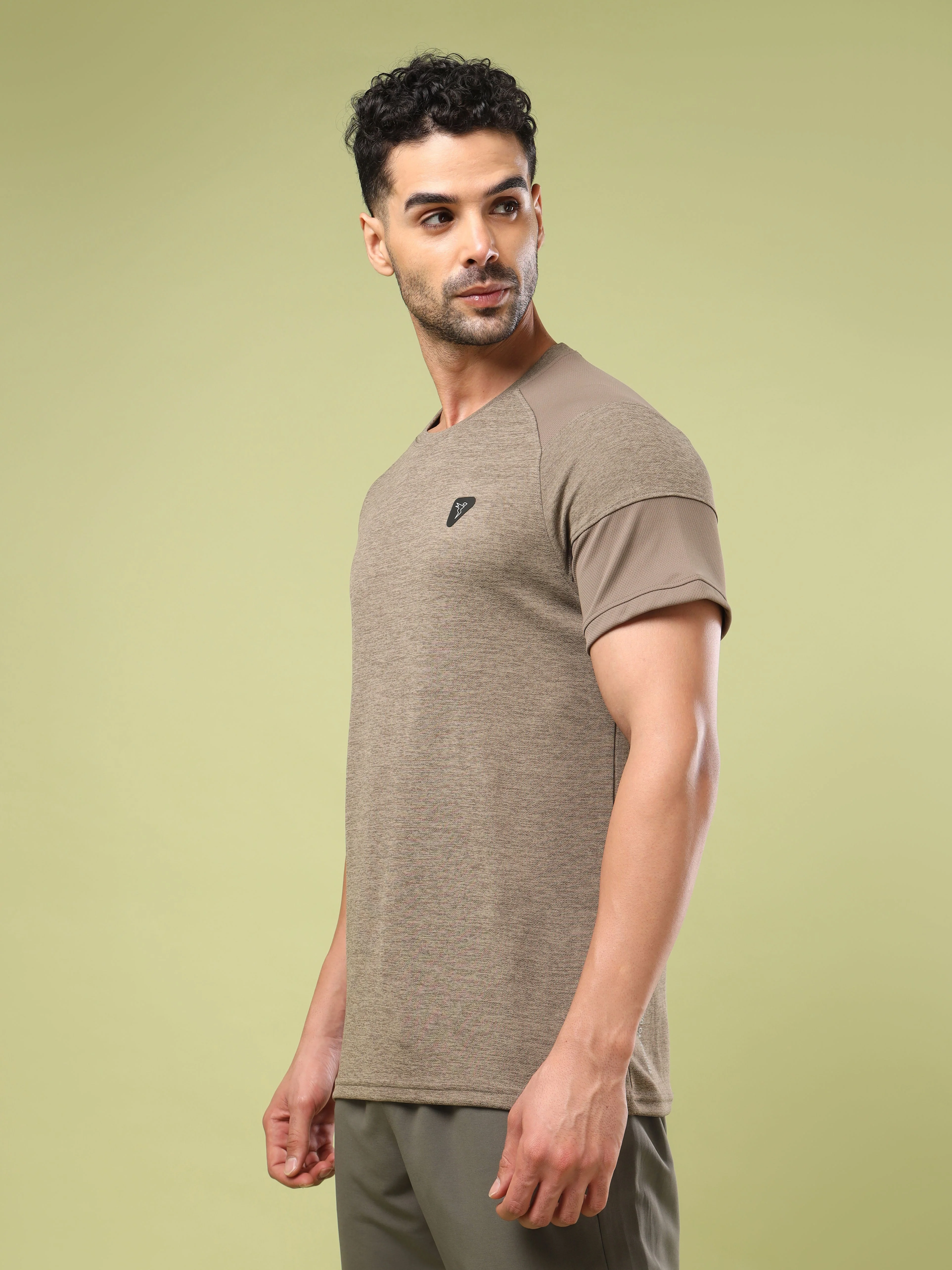 Men Solid Slim Fit Crew Neck T-shirt with DOUBLE COOL - Image 3