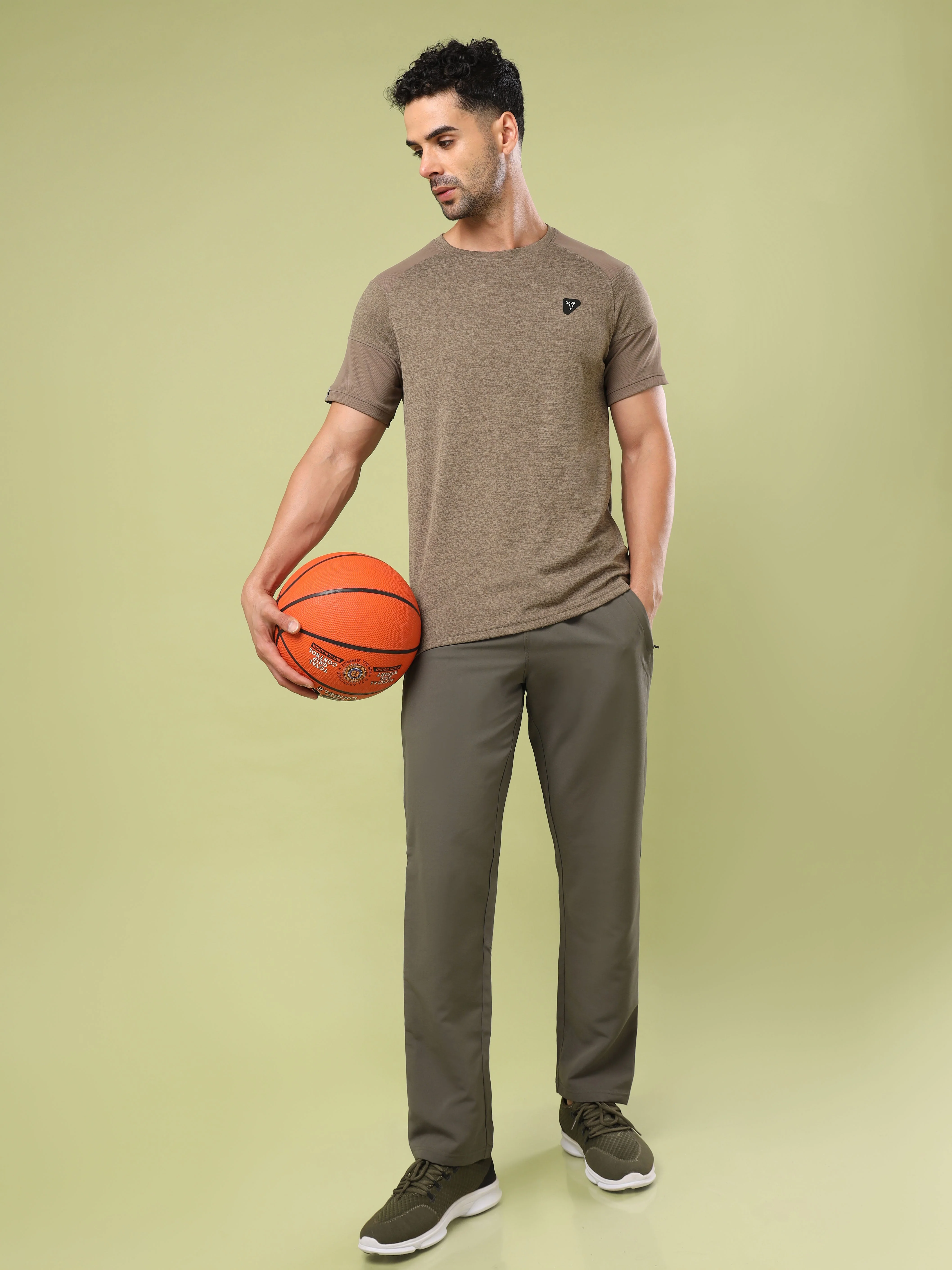Men Solid Slim Fit Crew Neck T-shirt with DOUBLE COOL - Image 4