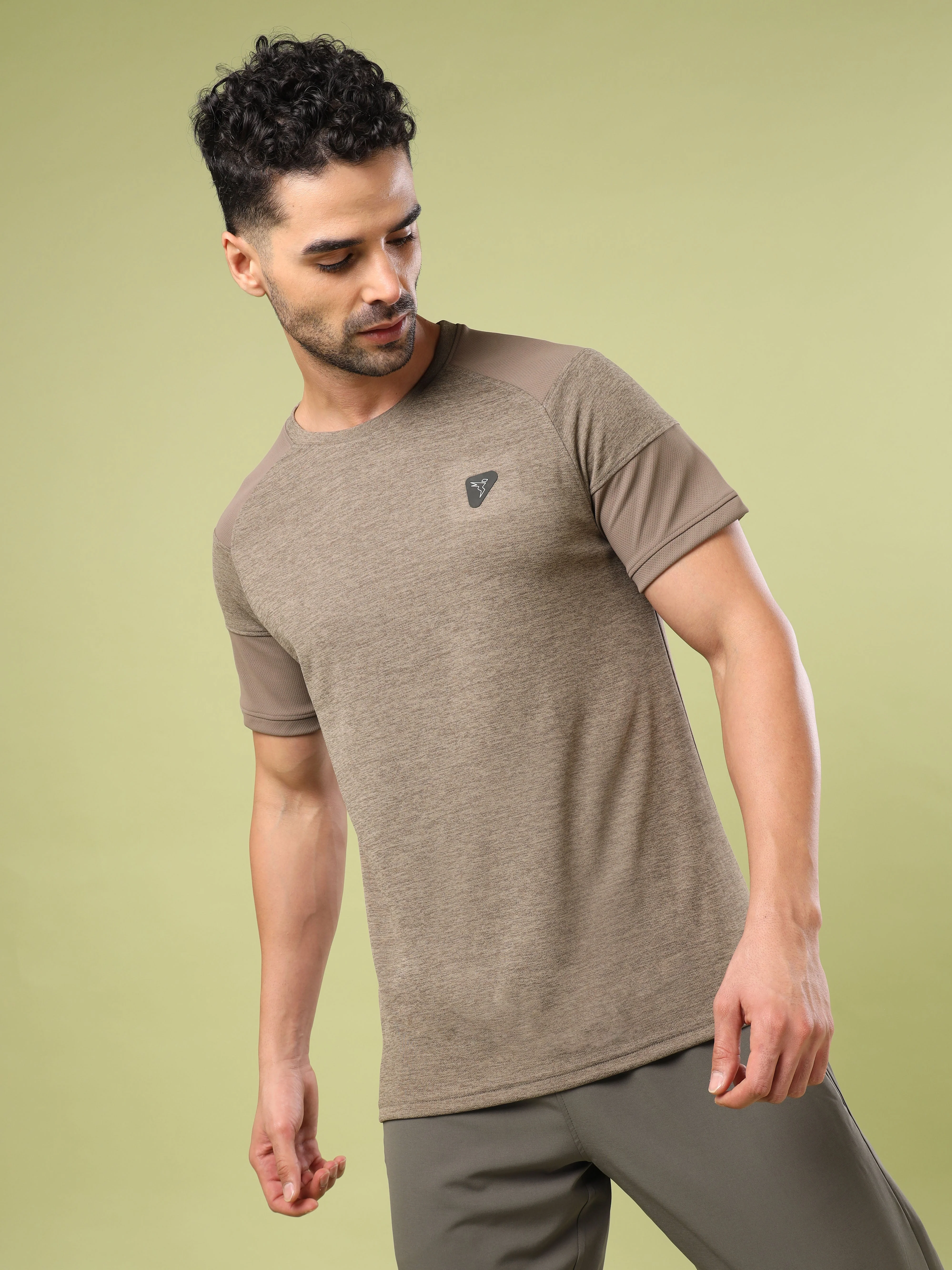Men Solid Slim Fit Crew Neck T-shirt with DOUBLE COOL - Image 5