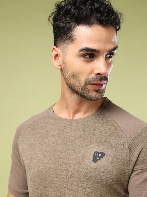 Men Solid Slim Fit Crew Neck T-shirt with DOUBLE COOL - Image 6
