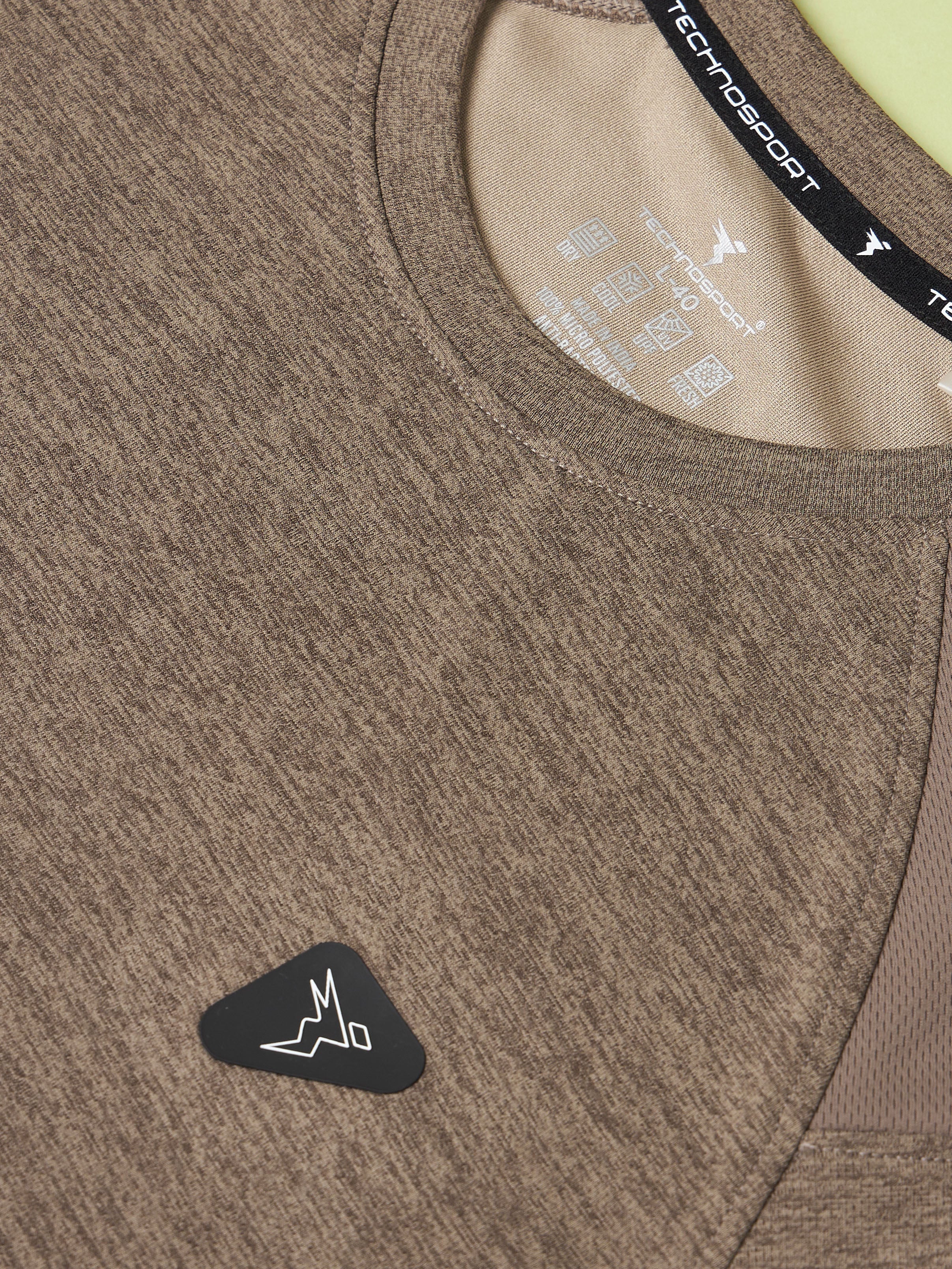 Men Solid Slim Fit Crew Neck T-shirt with DOUBLE COOL - Image 7