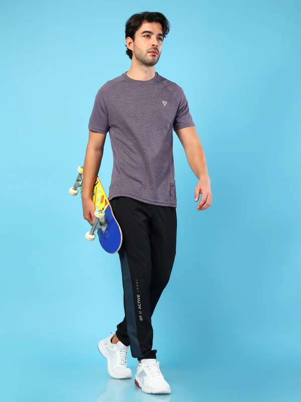 Men Solid Slim Fit Crew Neck T-shirt with DOUBLE COOL - Image 8