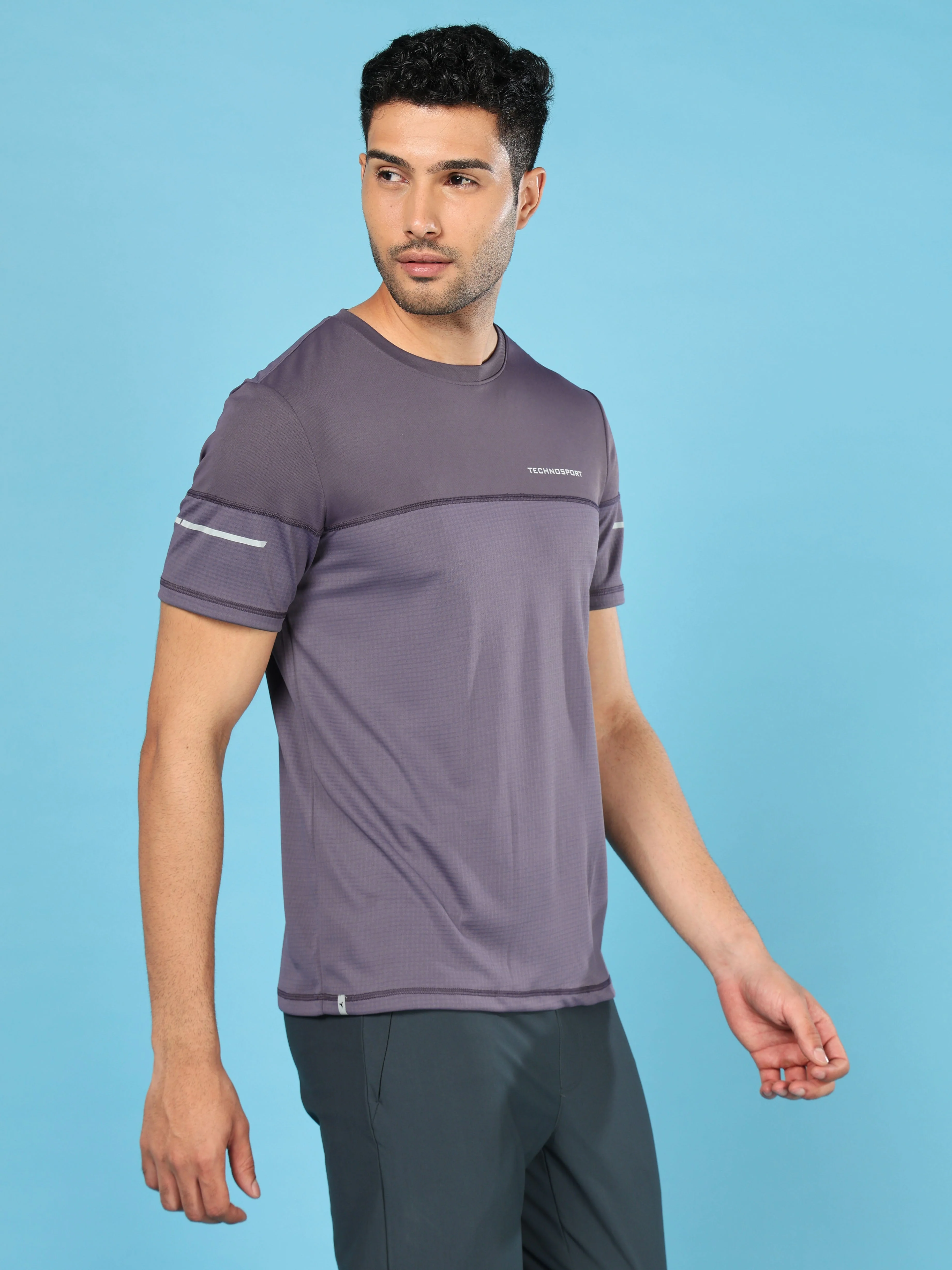 Men Solid Slim Fit Crew Neck T-shirt with DOUBLE COOL - Image 4