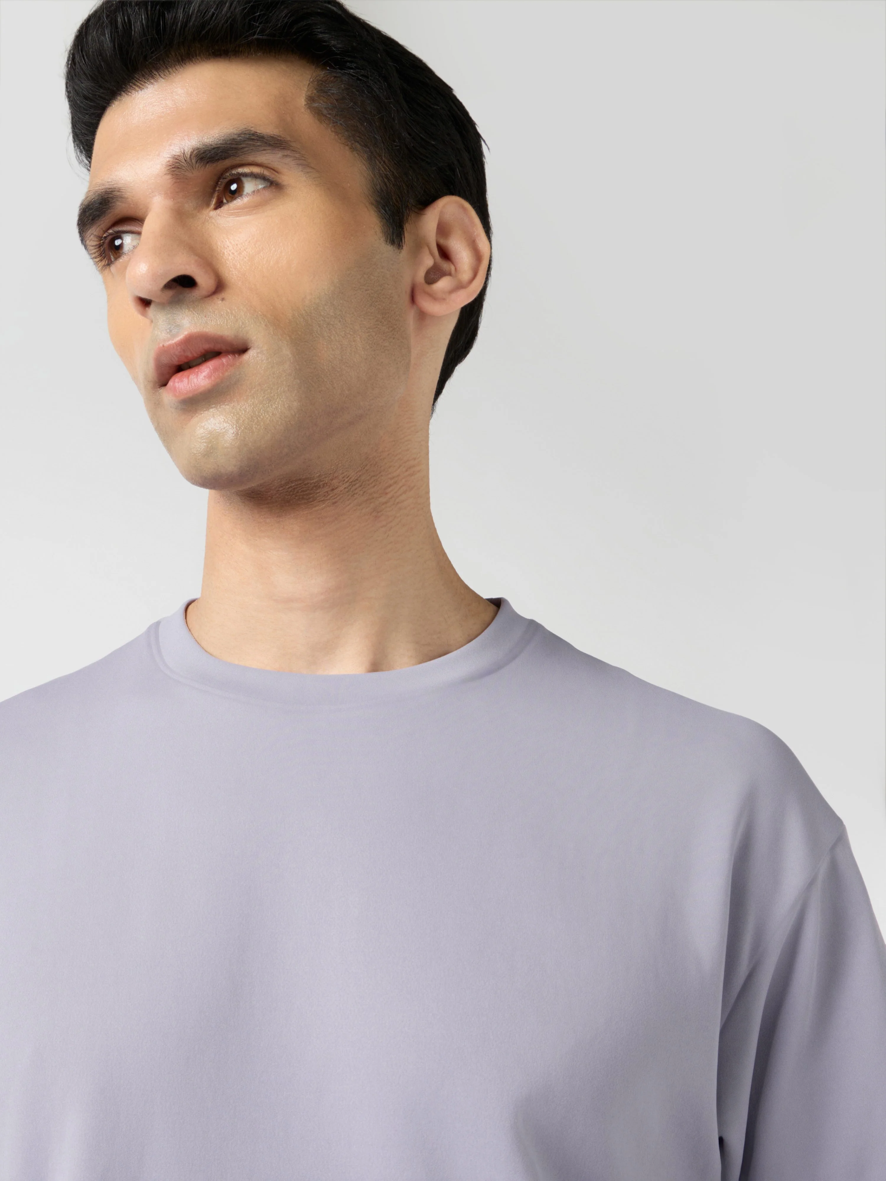 Men Solid  Oversized Crew Neck T-shirt with ELASTO PLUS - Image 5