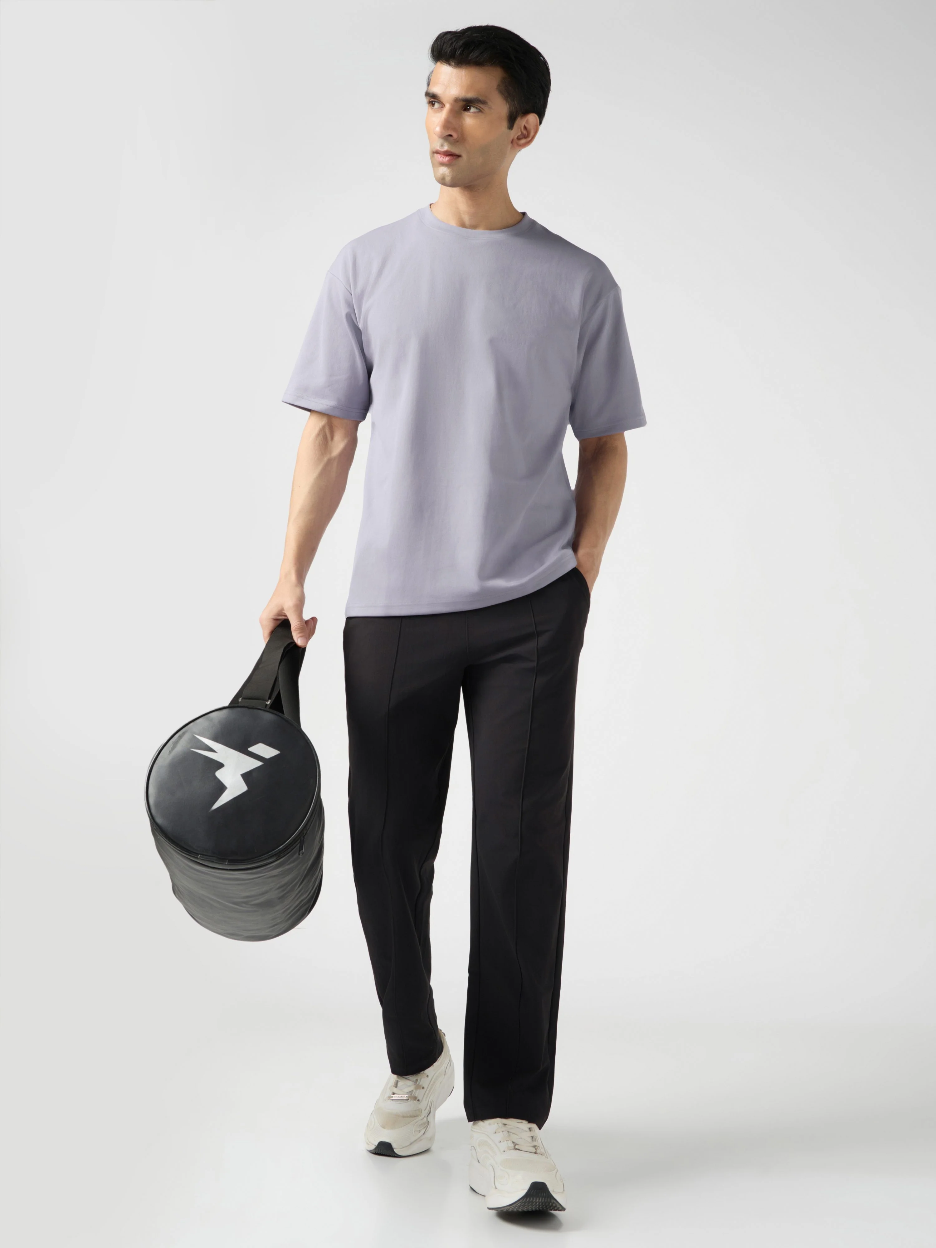 Men Solid  Oversized Crew Neck T-shirt with ELASTO PLUS - Image 6