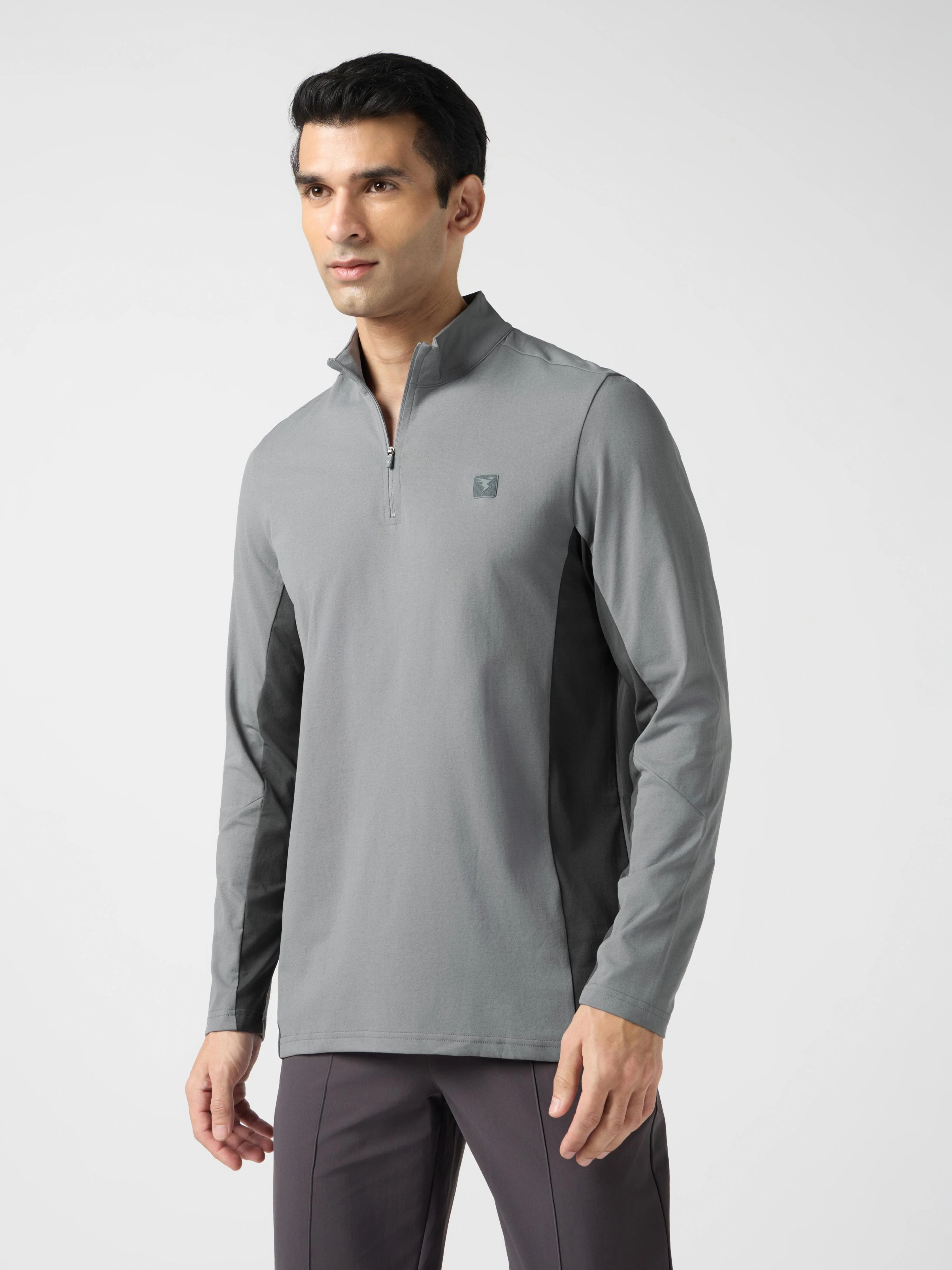 Men Solid Slim Fit Crew Neck T-shirt with ELASTO PLUS - Image 3