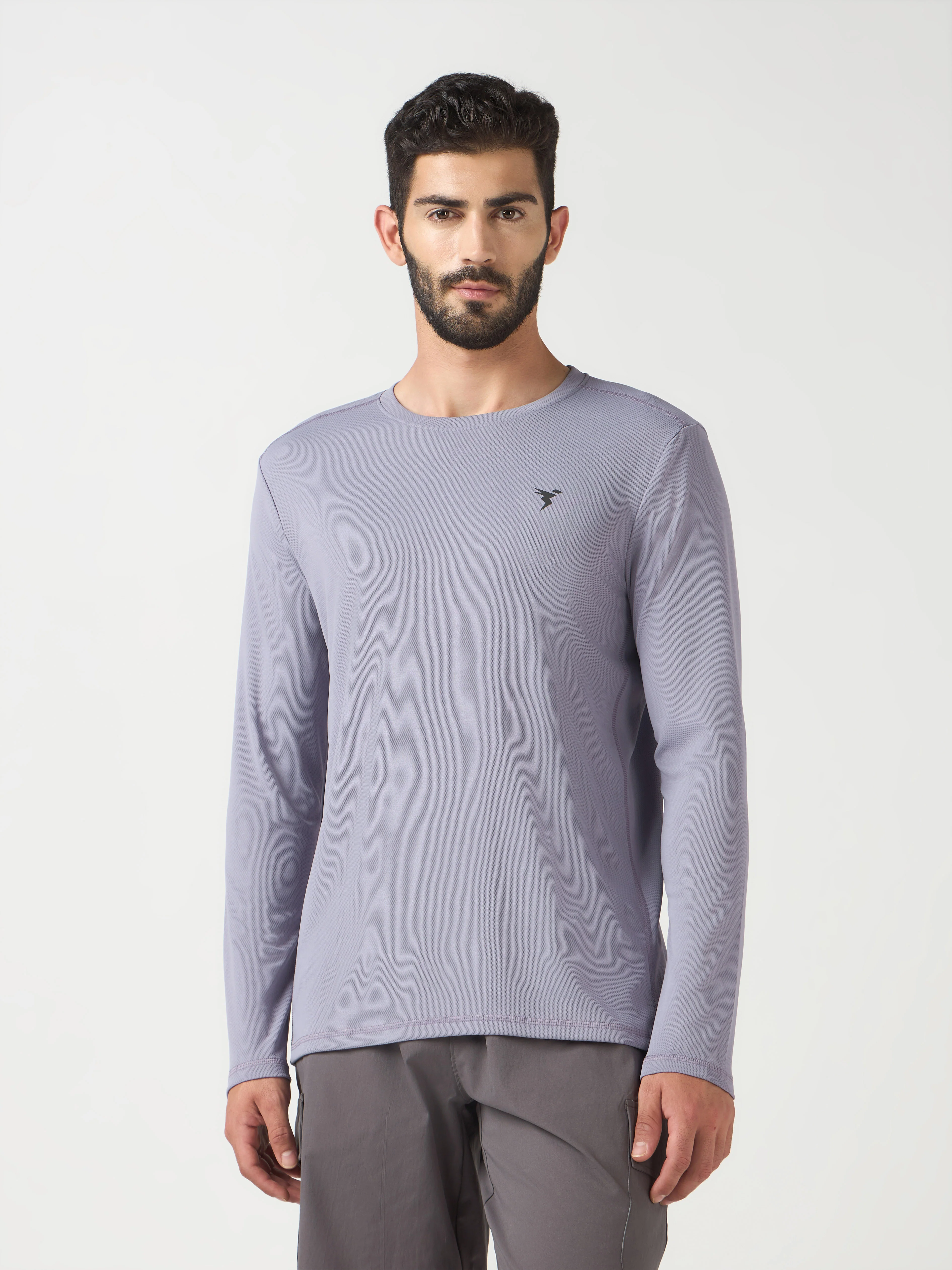 Men Solid Slim Fit Crew Neck T-shirt with TECHNO COOL+ - Image 2