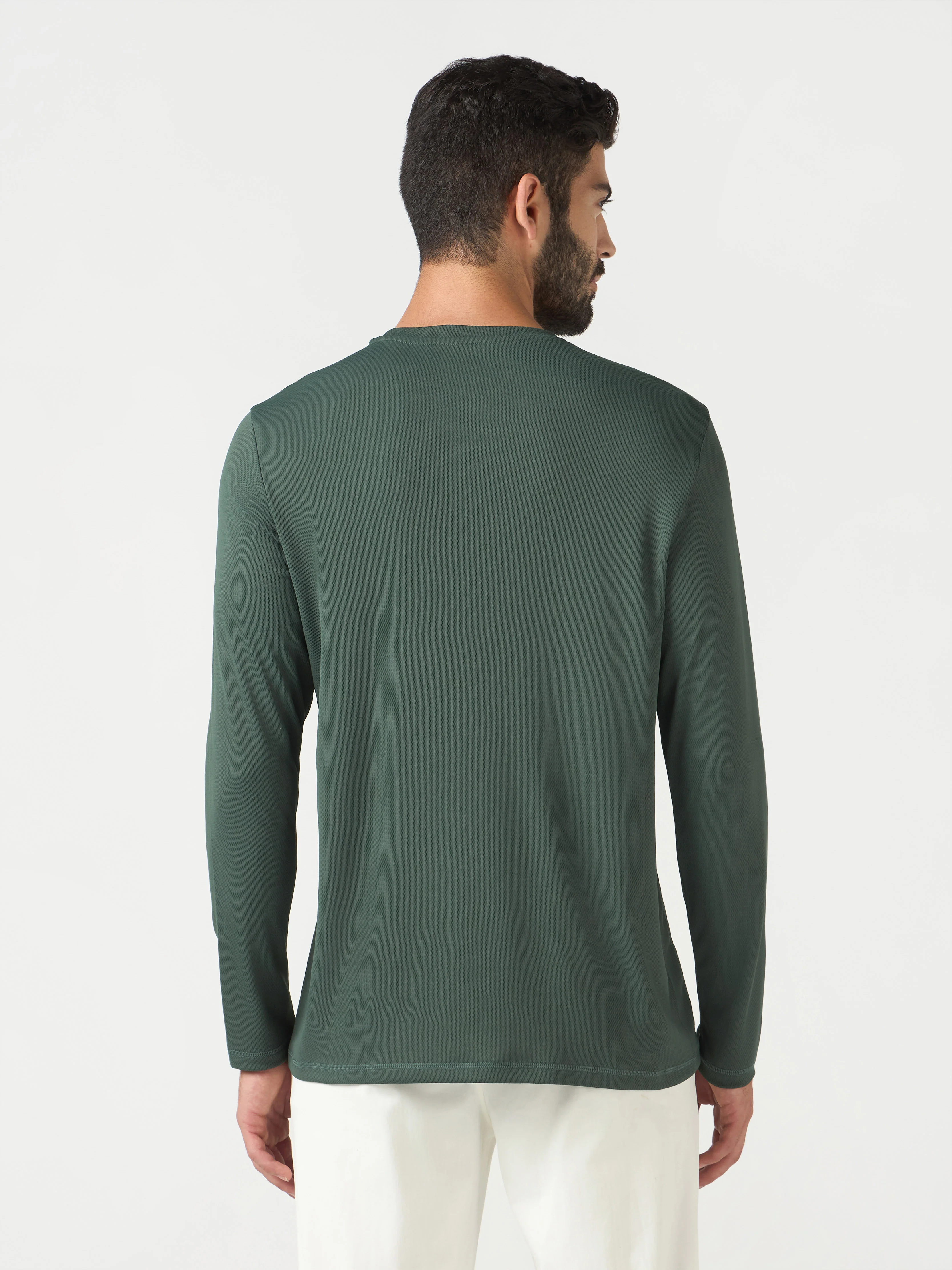 Men Solid Slim Fit Crew Neck T-shirt with TECHNO COOL+ - Image 2