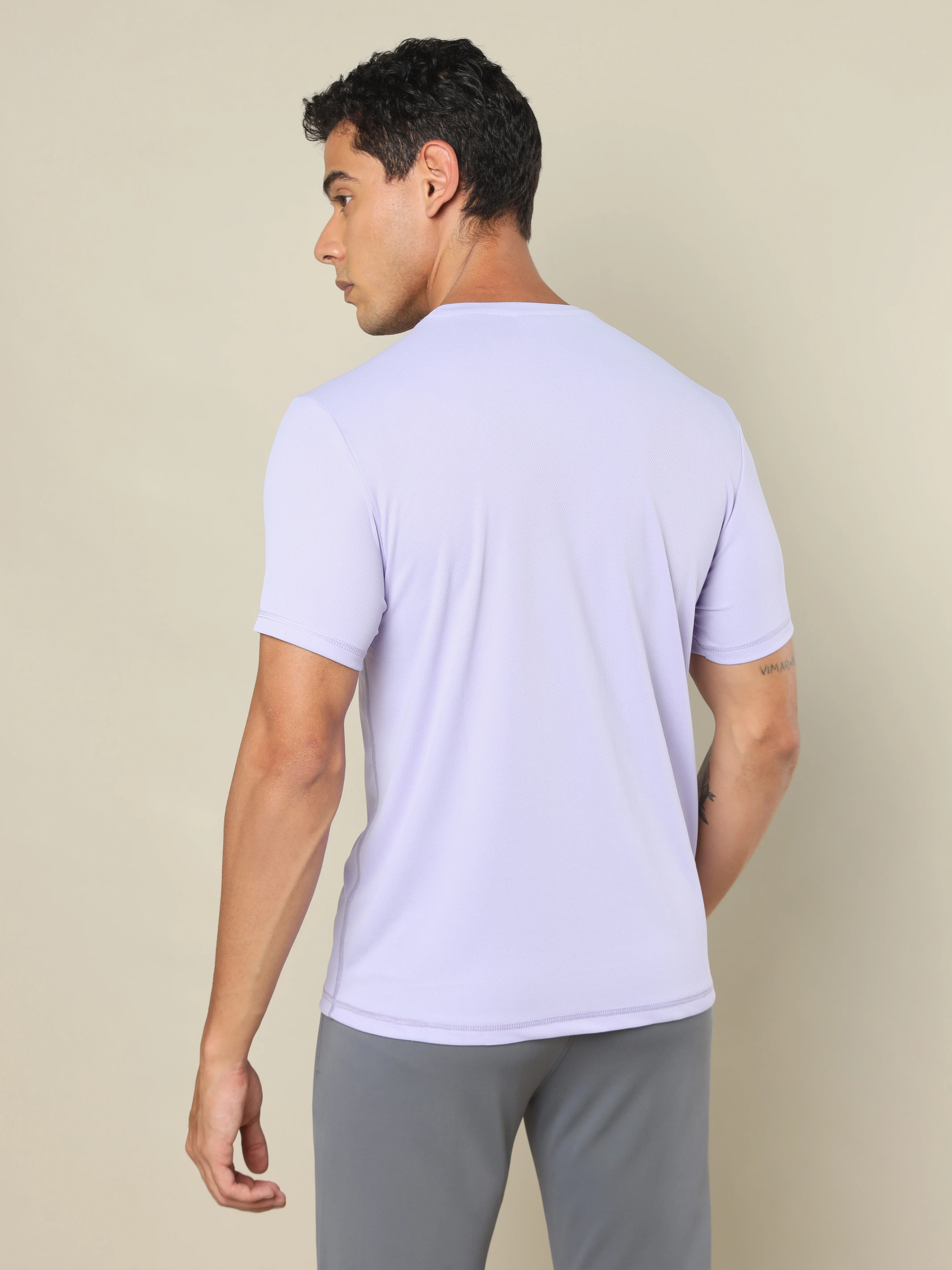 Men Solid Slim Fit Crew Neck T-shirt with TECHNO COOL+ - Image 2