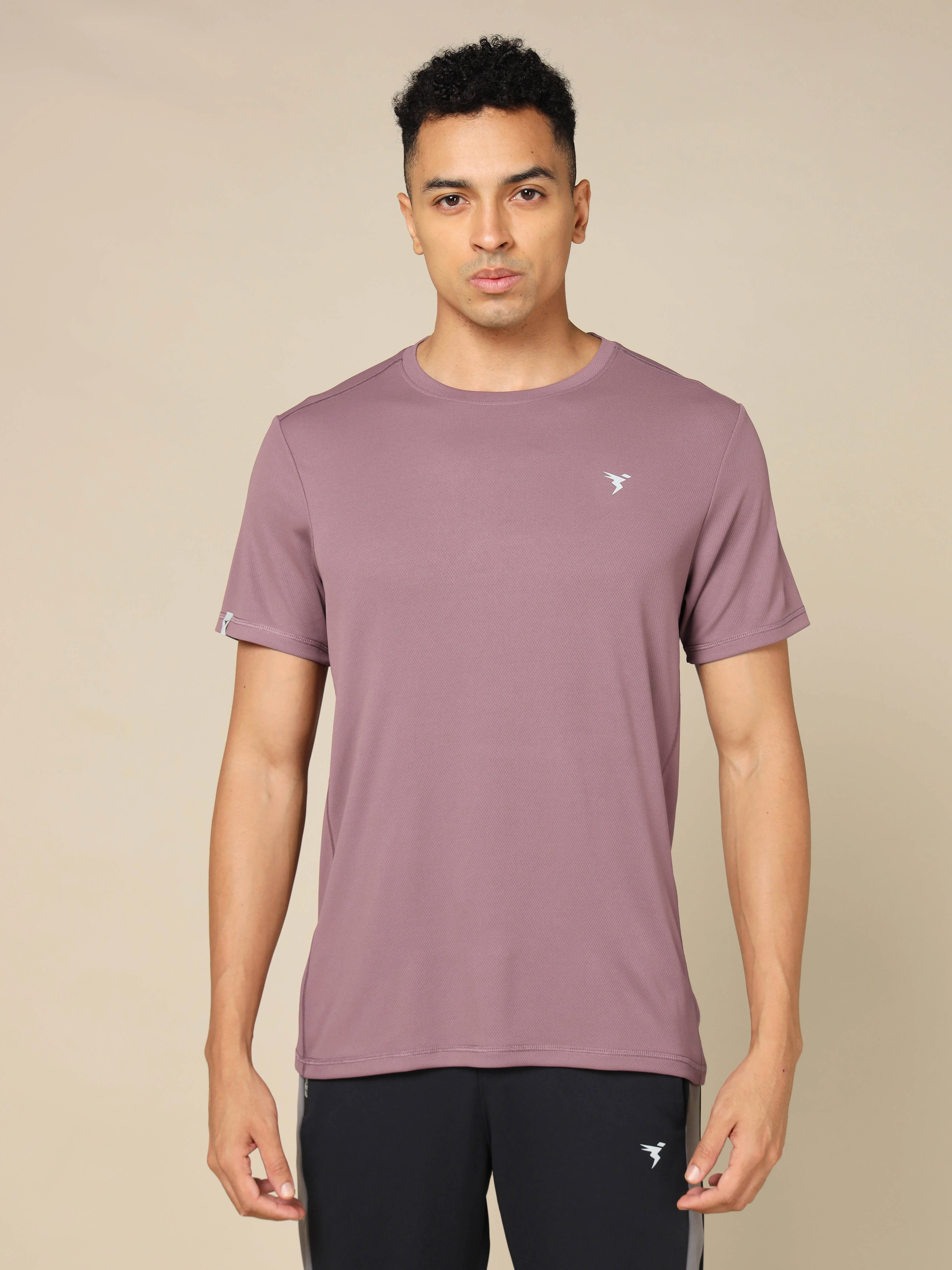 Men Solid Slim Fit Crew Neck T-shirt with TECHNO COOL+ - Image 2