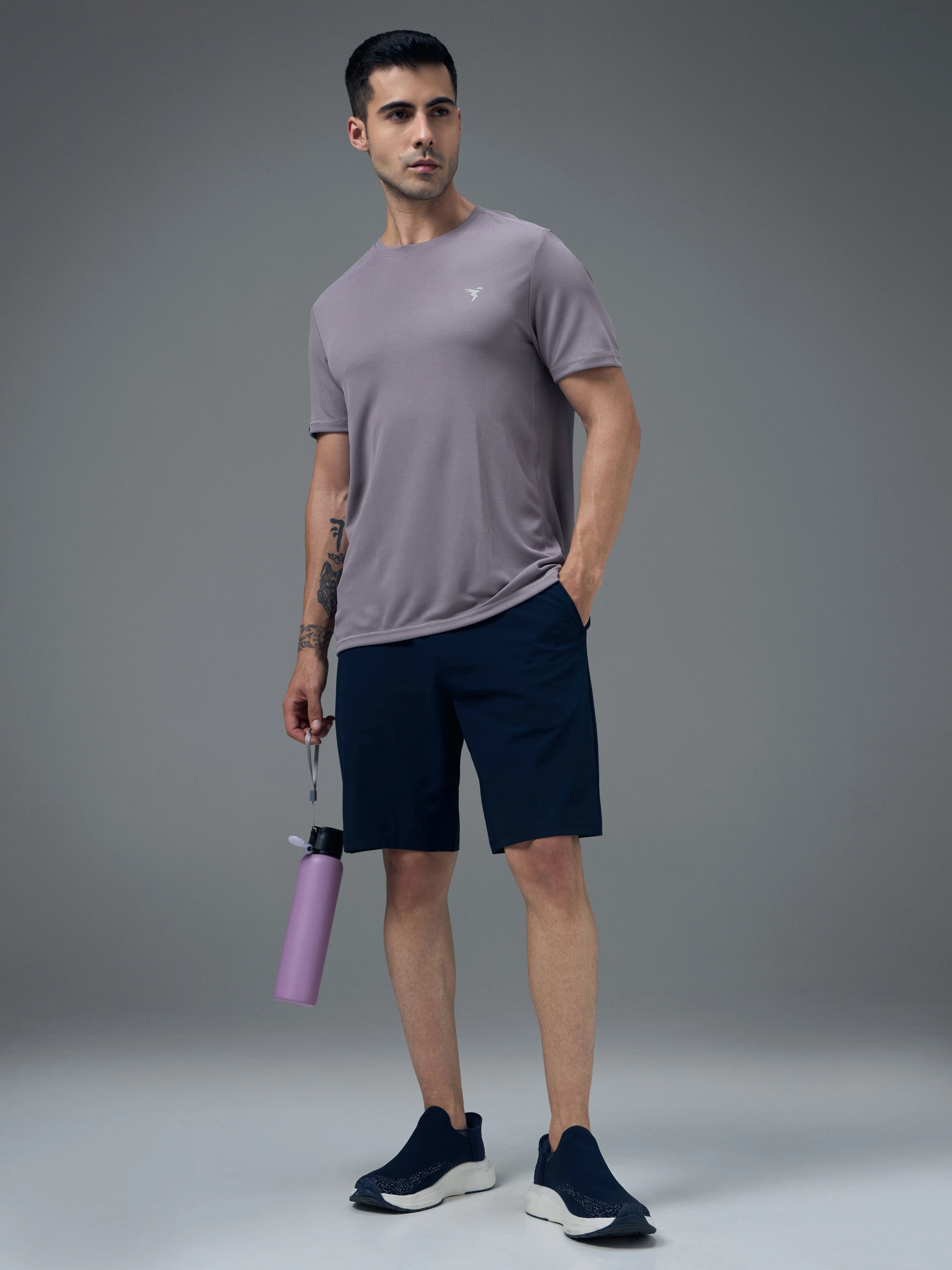 Men Solid Slim Fit Crew Neck T-shirt with TECHNO COOL+ - Image 5