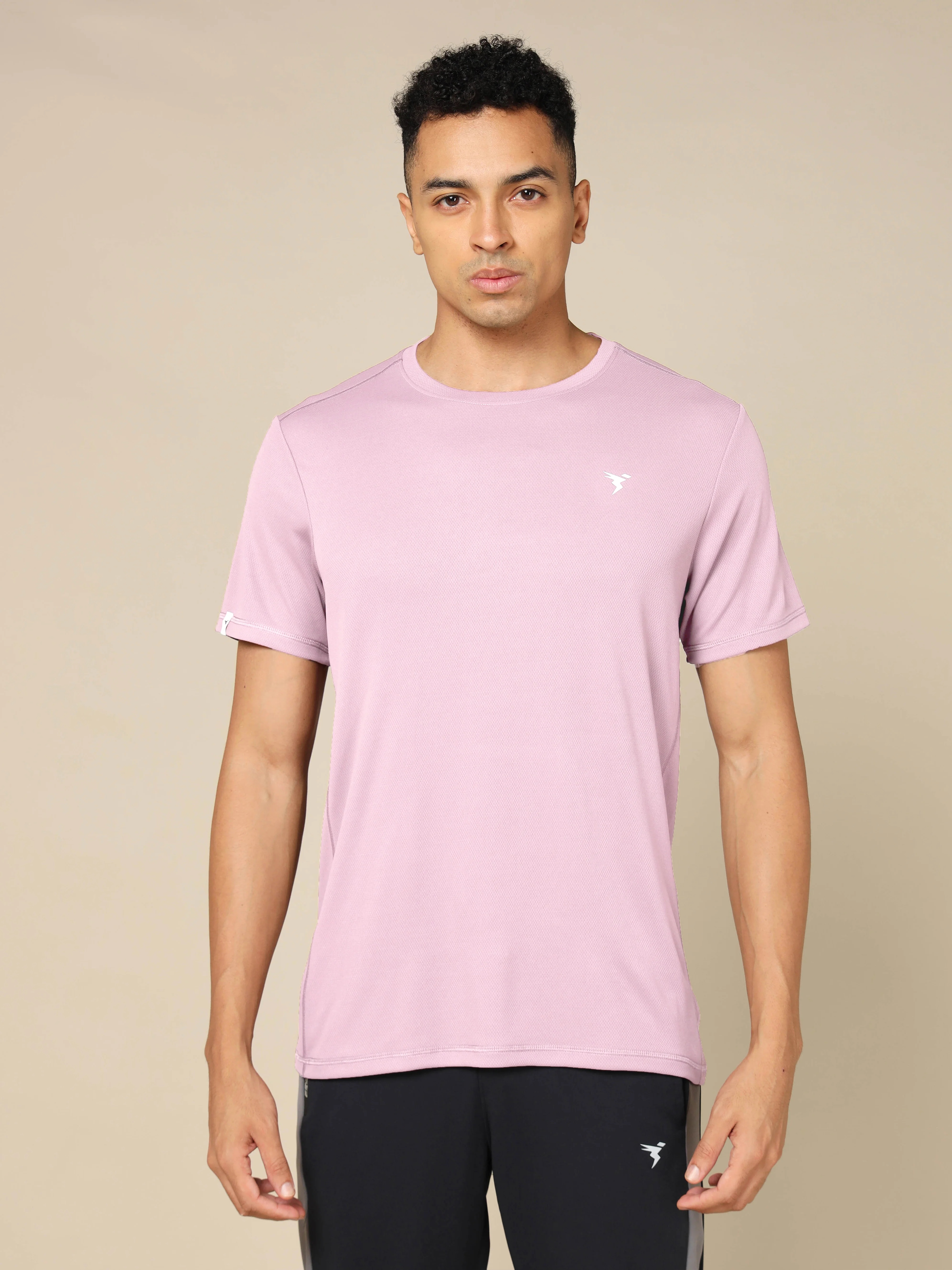 Men Solid Slim Fit Crew Neck T-shirt with TECHNO COOL+ - Image 2
