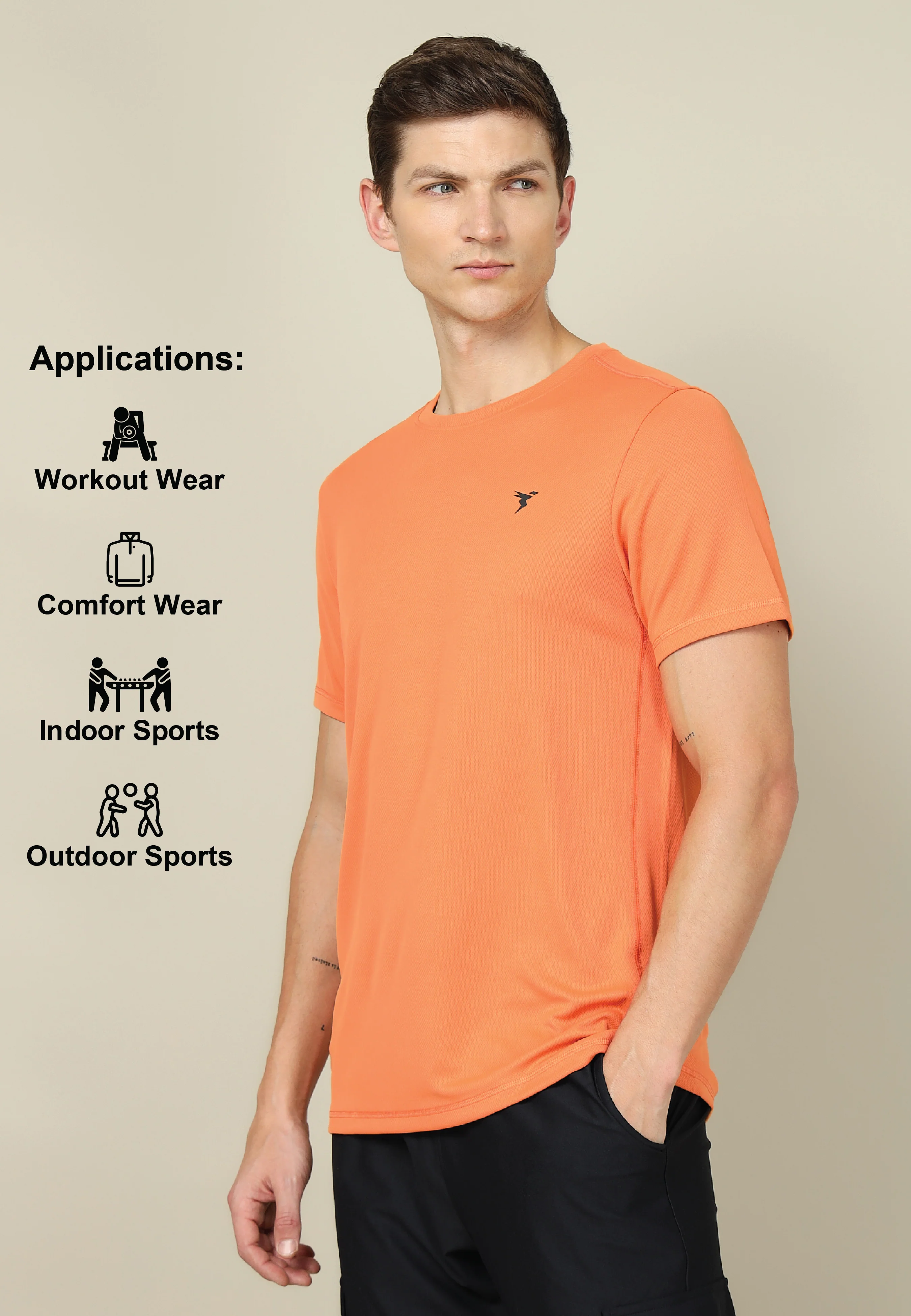 Men Solid Slim Fit Crew Neck T-shirt with TECHNO COOL+ - Image 5