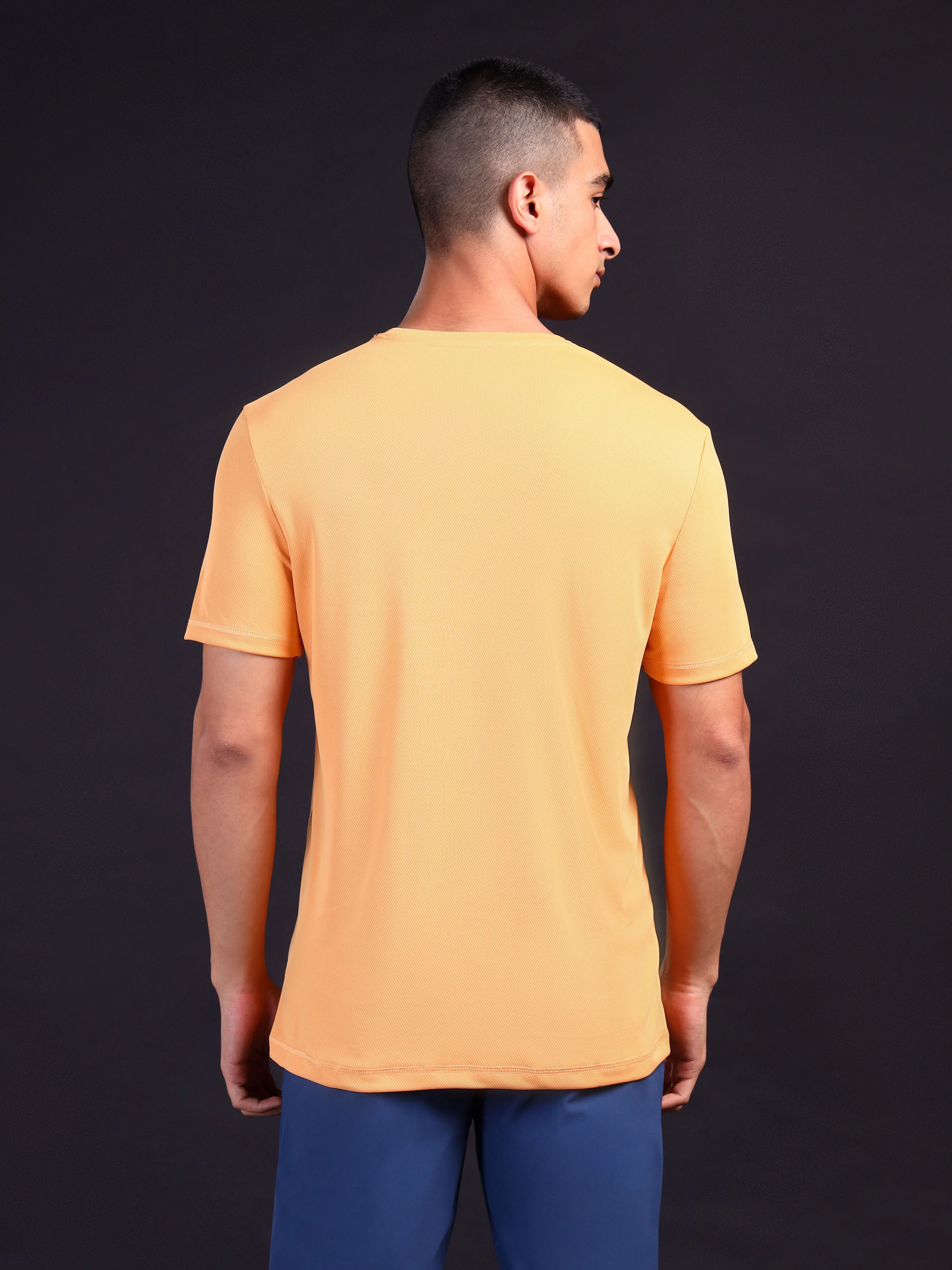 Men Solid Slim Fit Crew Neck T-shirt with TECHNO COOL+ - Image 3