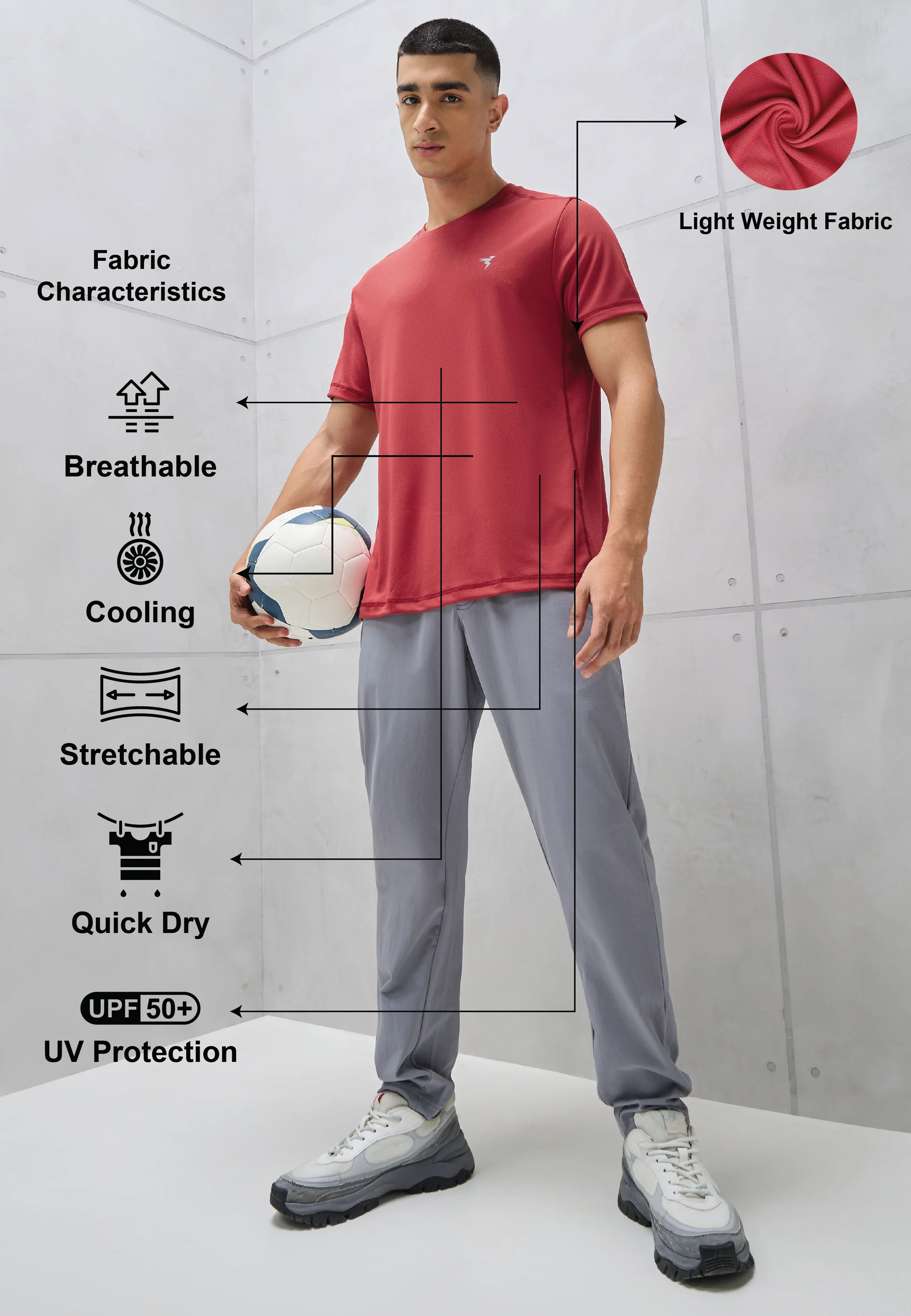 Men Solid Slim Fit Crew Neck T-shirt with TECHNO COOL+ - Image 4