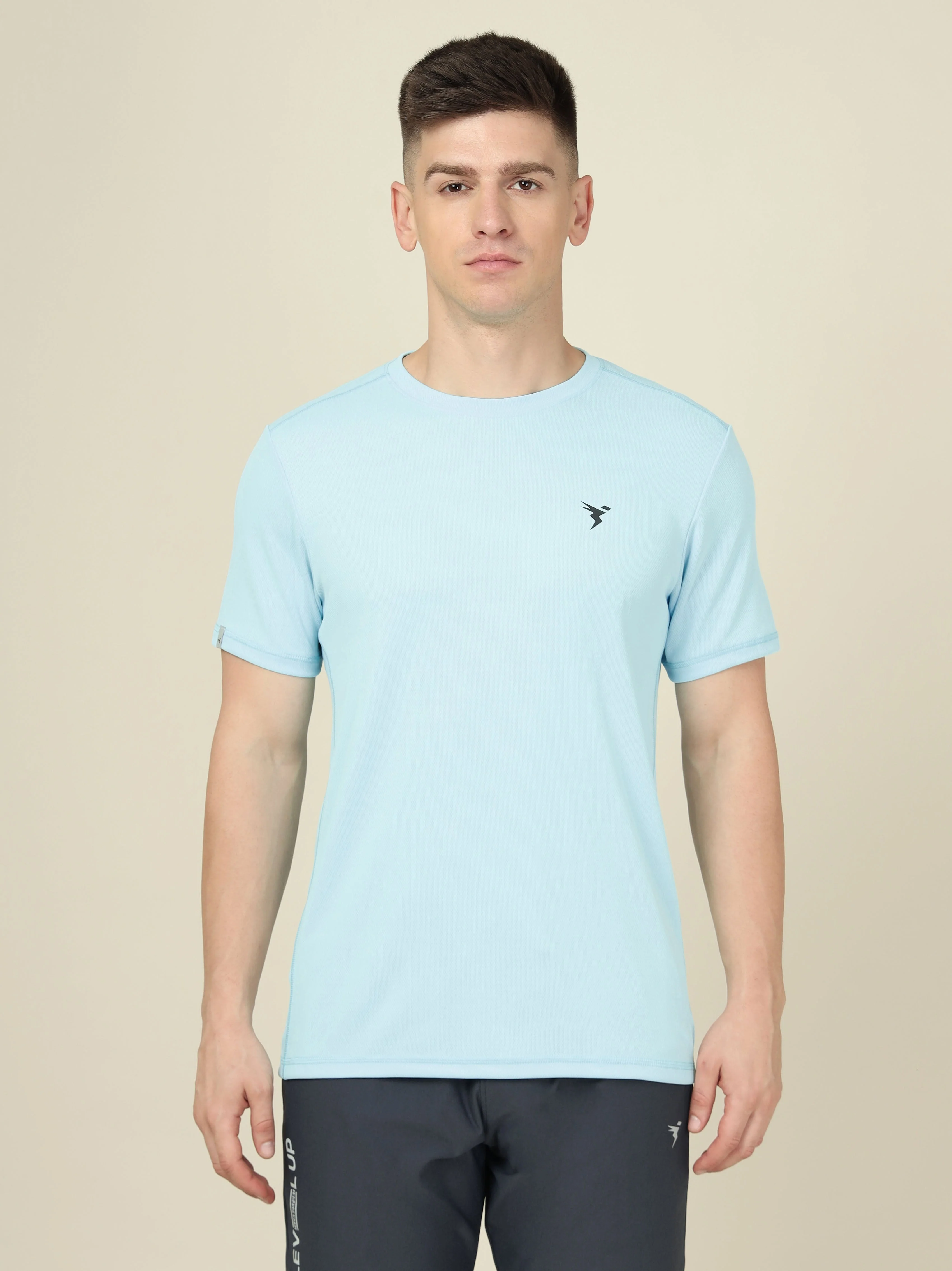 Men Solid Slim Fit Crew Neck T-shirt with TECHNO COOL+ - Image 3