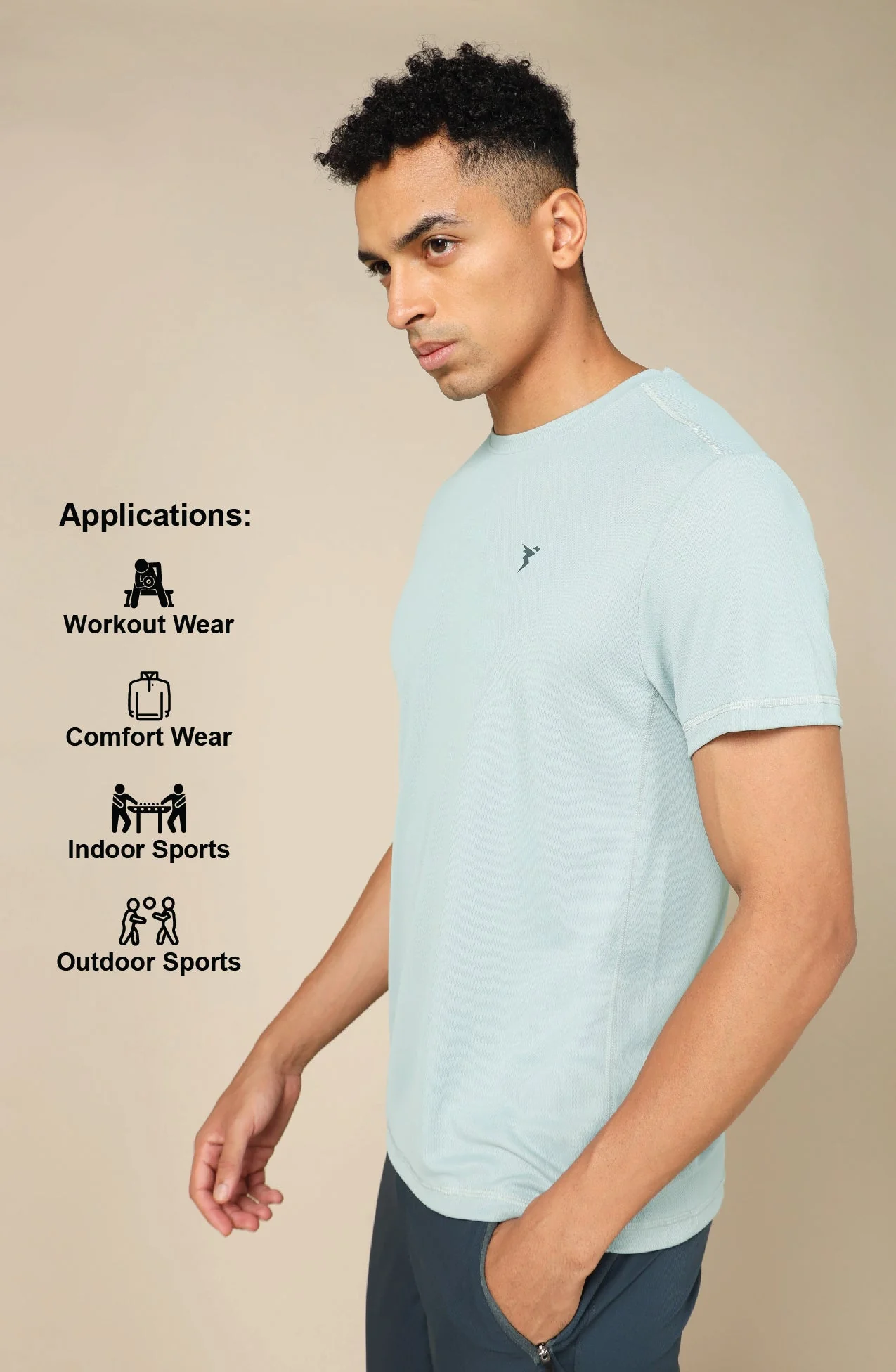 Men Solid Slim Fit Crew Neck T-shirt with TECHNO COOL+ - Image 5