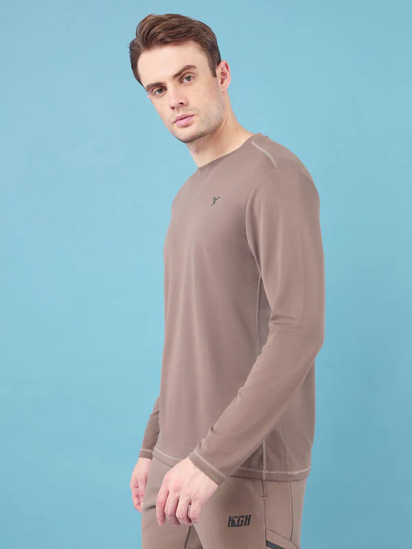 Men Solid Slim Fit Crew Neck T-shirt with TECHNO COOL+ - Image 3