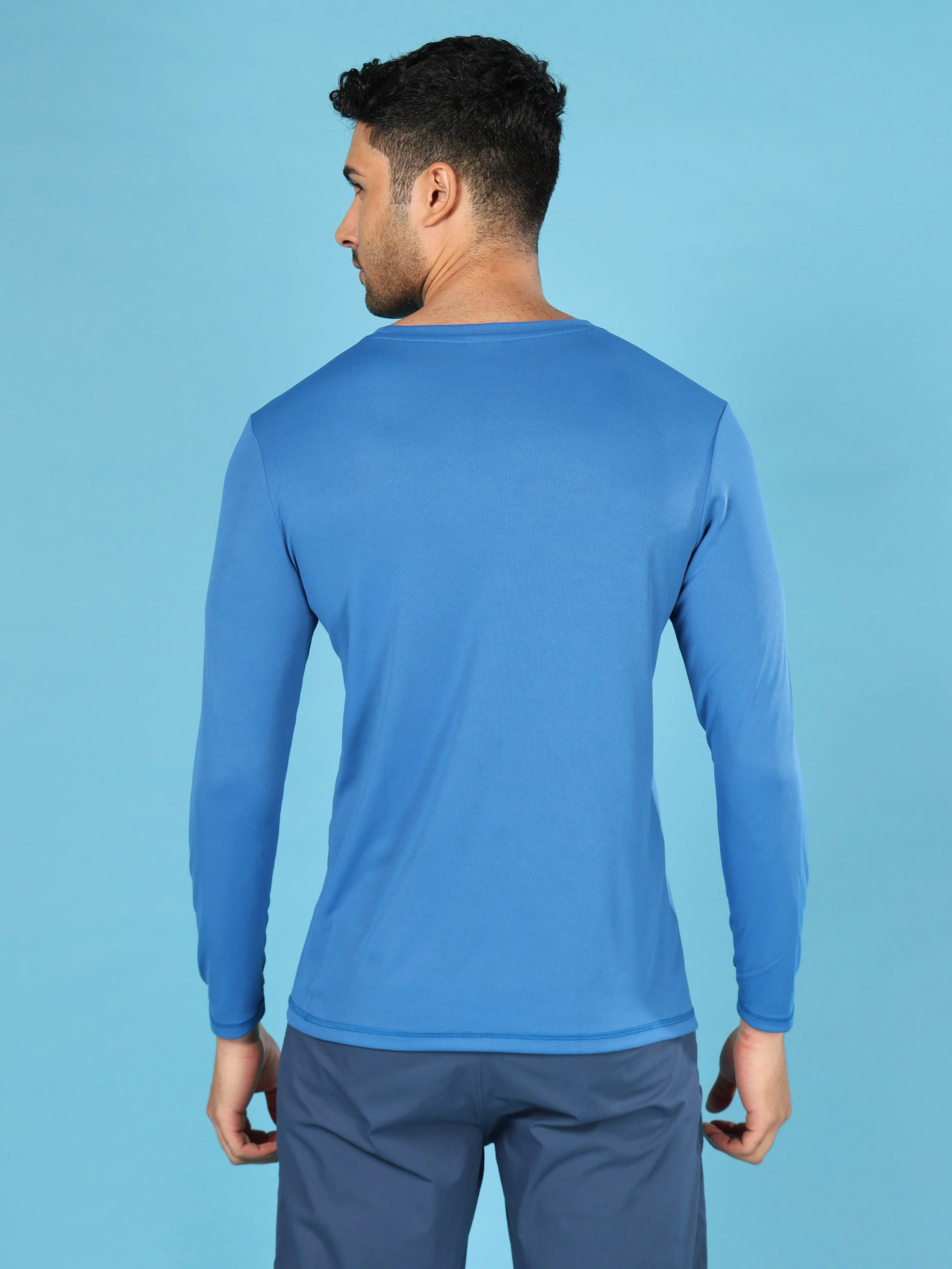 Men Solid Slim Fit Crew Neck T-shirt with TECHNO COOL+ - Image 3