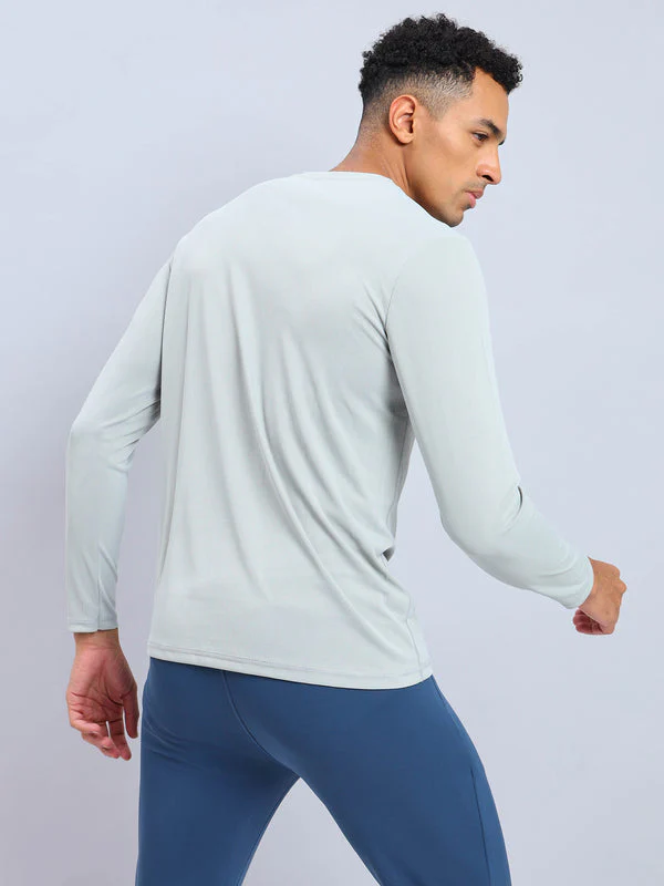 Men Solid Slim Fit Crew Neck T-shirt with TECHNO COOL+ - Image 2