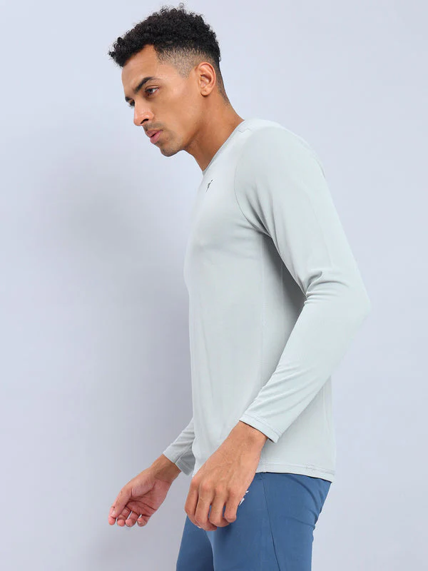 Men Solid Slim Fit Crew Neck T-shirt with TECHNO COOL+ - Image 3