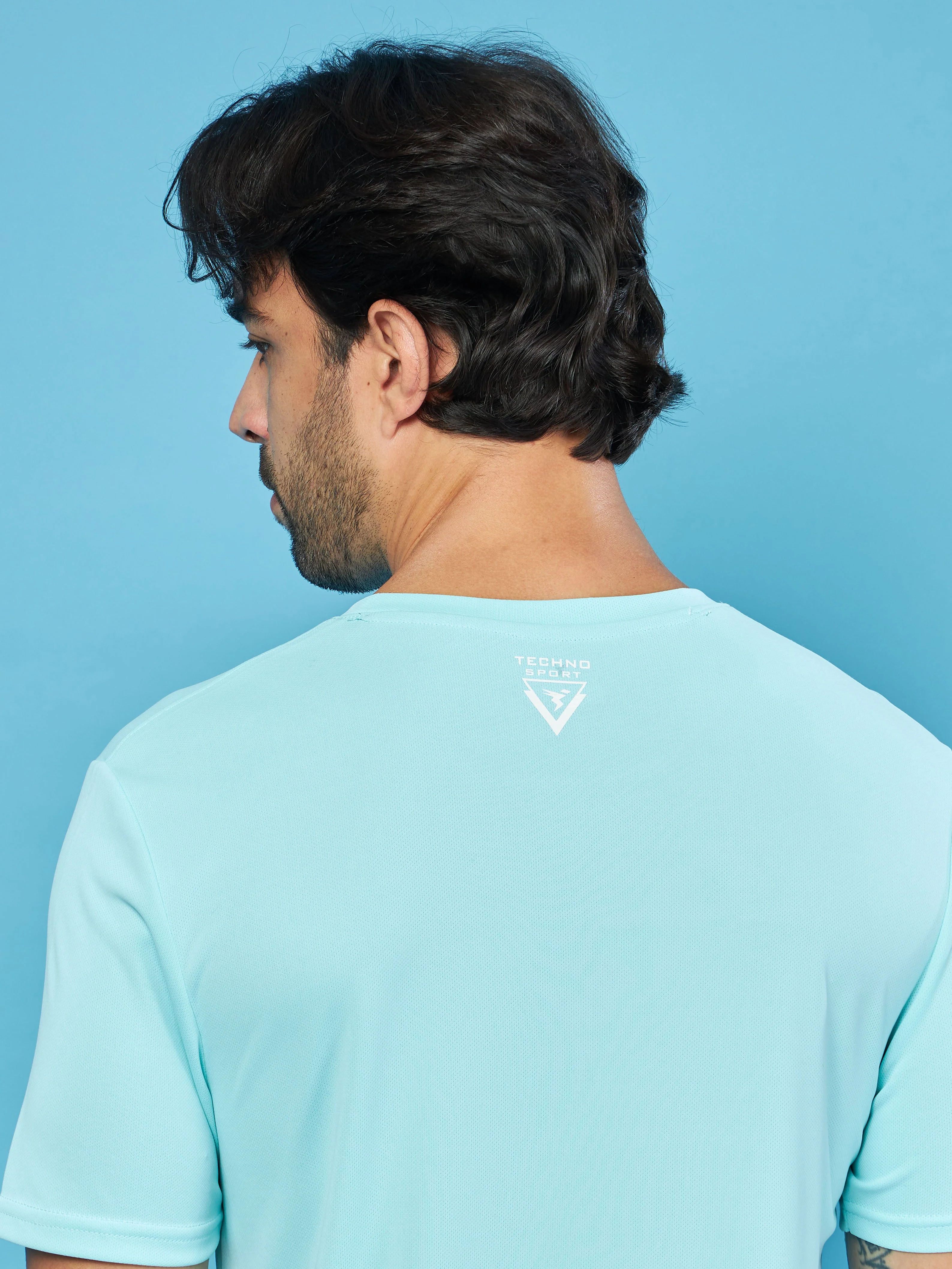 Men Solid Slim Fit Crew Neck T-shirt with TECHNO COOL+ - Image 6
