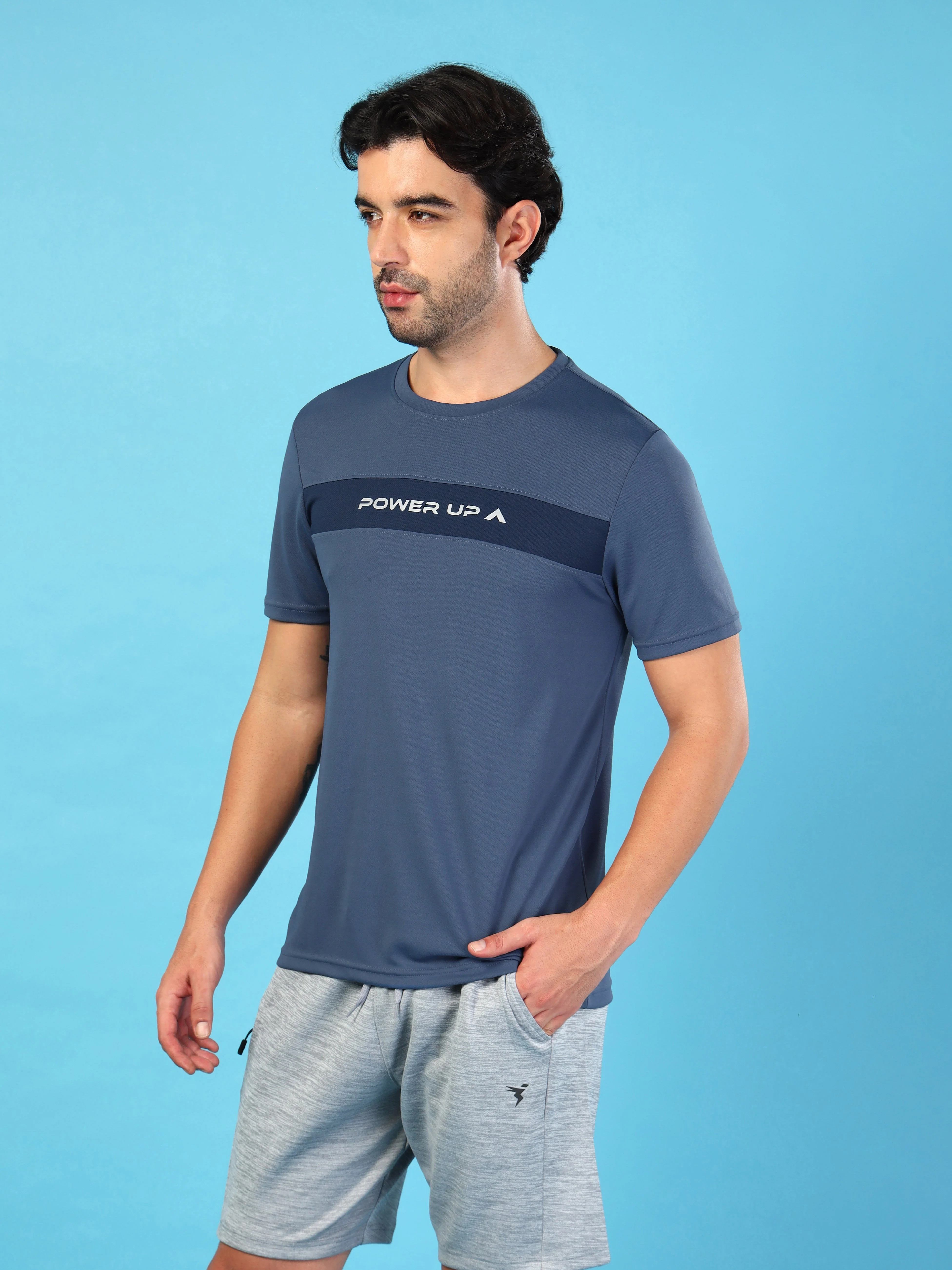Men Solid Slim Fit Crew Neck T-shirt with TECHNO COOL+ - Image 4
