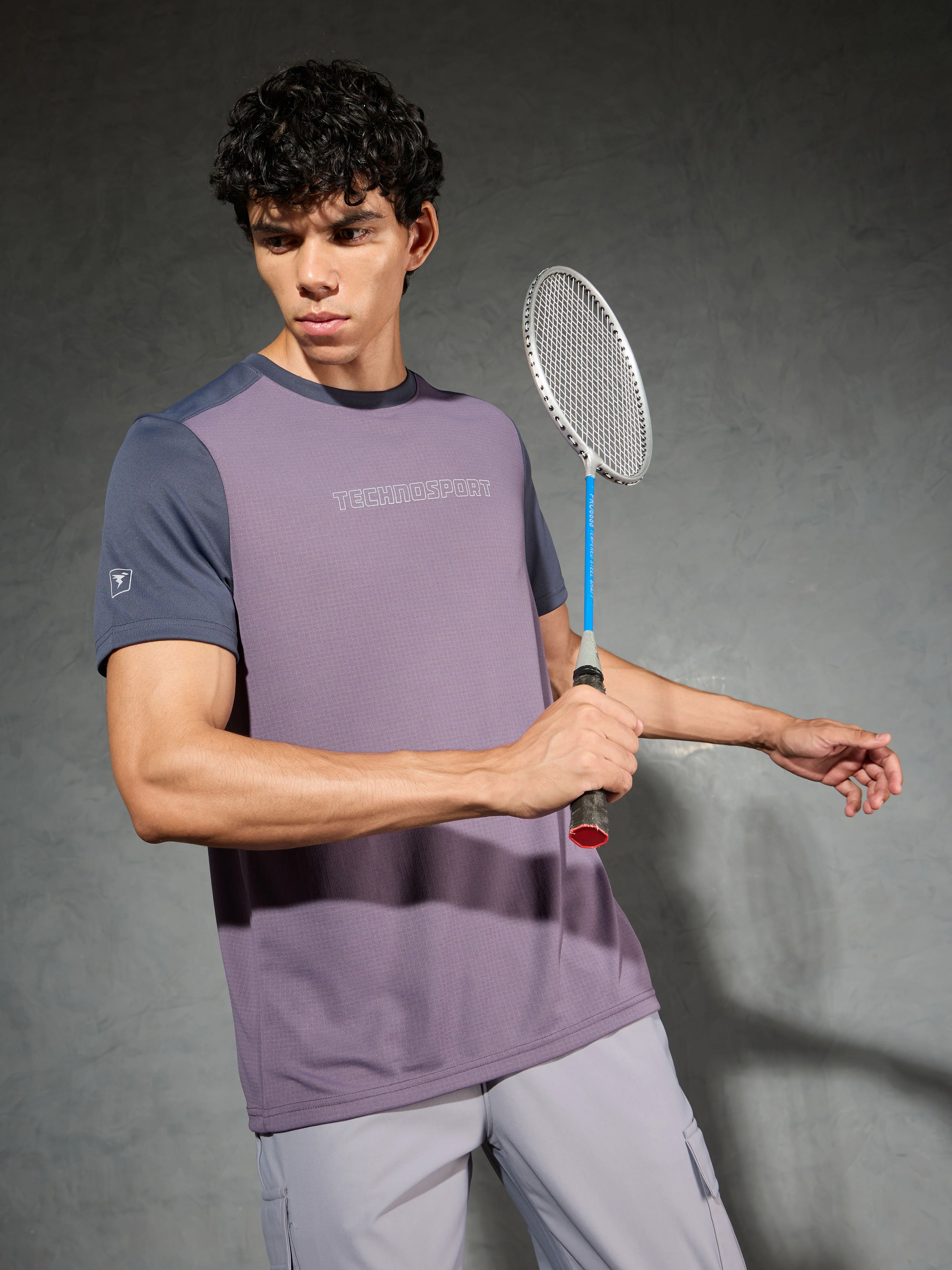 Men Colorblock Slim Fit Crew Neck T-shirt with TECHNO COOL+