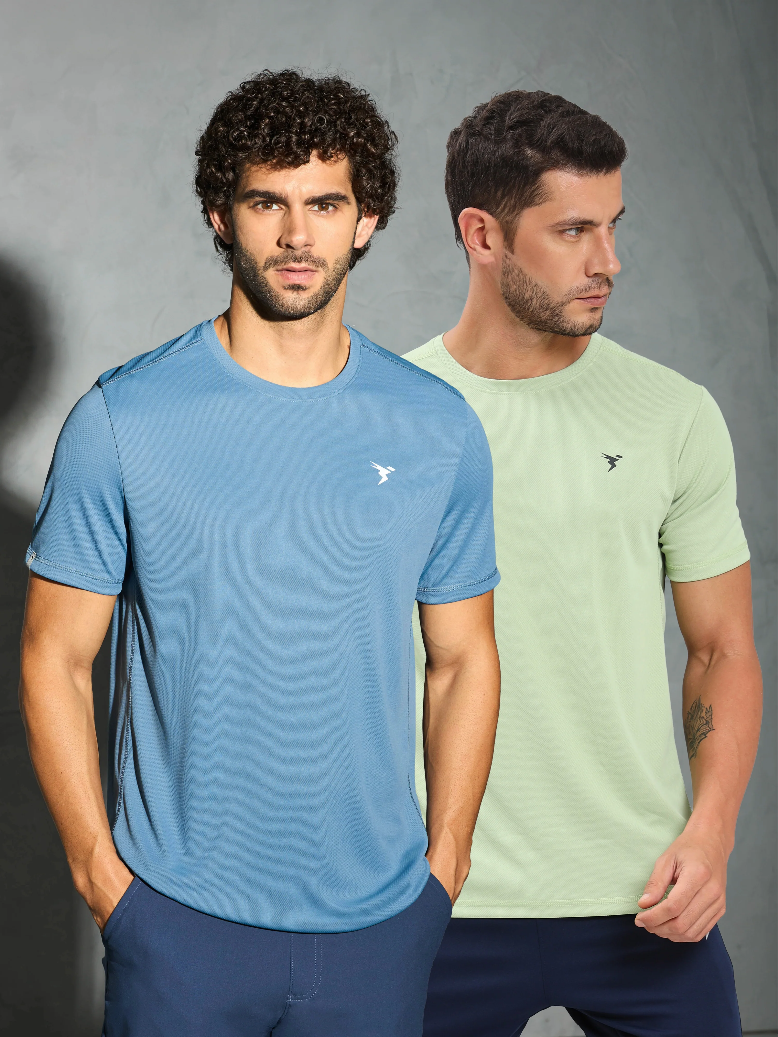 Men Solid Slim Fit Crew Neck T-shirt with TECHNO COOL+ (Pack of 2) - Image 3