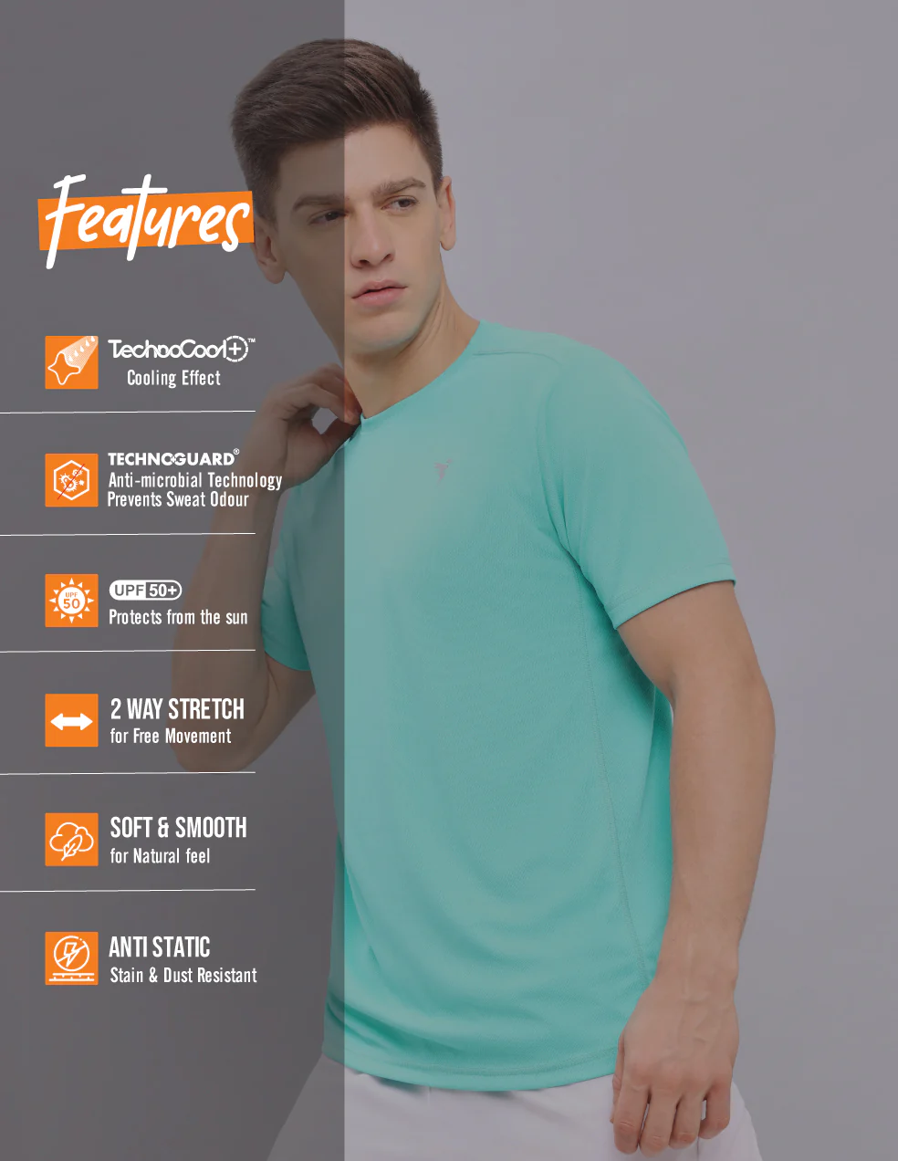 Men Solid Slim Fit Crew Neck T-shirt with TECHNO COOL+ (Pack of 2) - Image 4