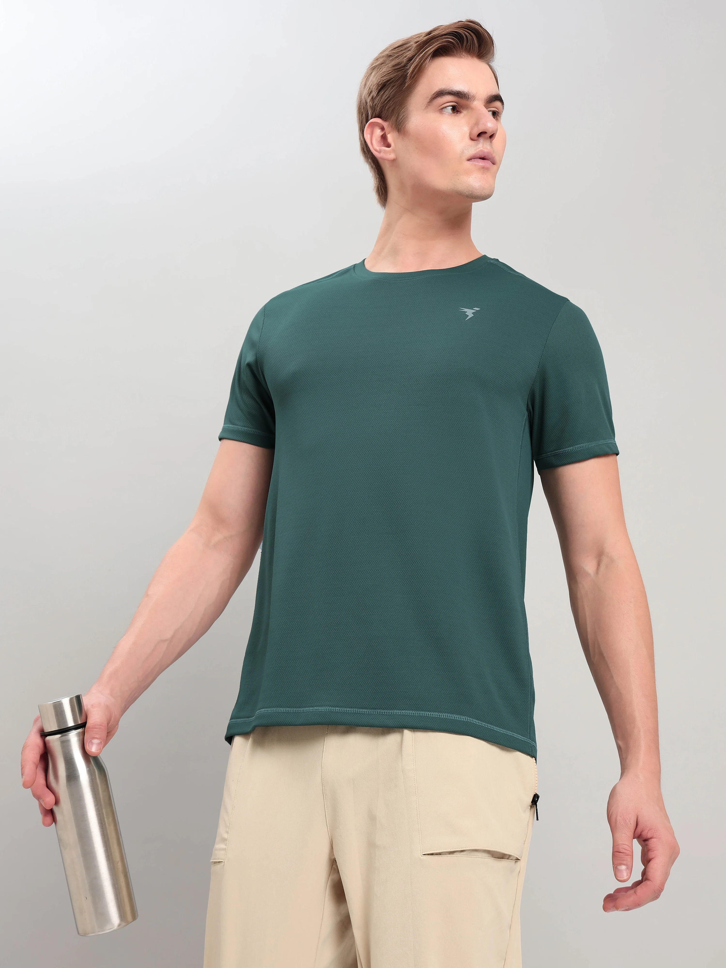 Men Solid Slim Fit Crew Neck T-shirt with TECHNO COOL+ (Pack of 2) - Image 2