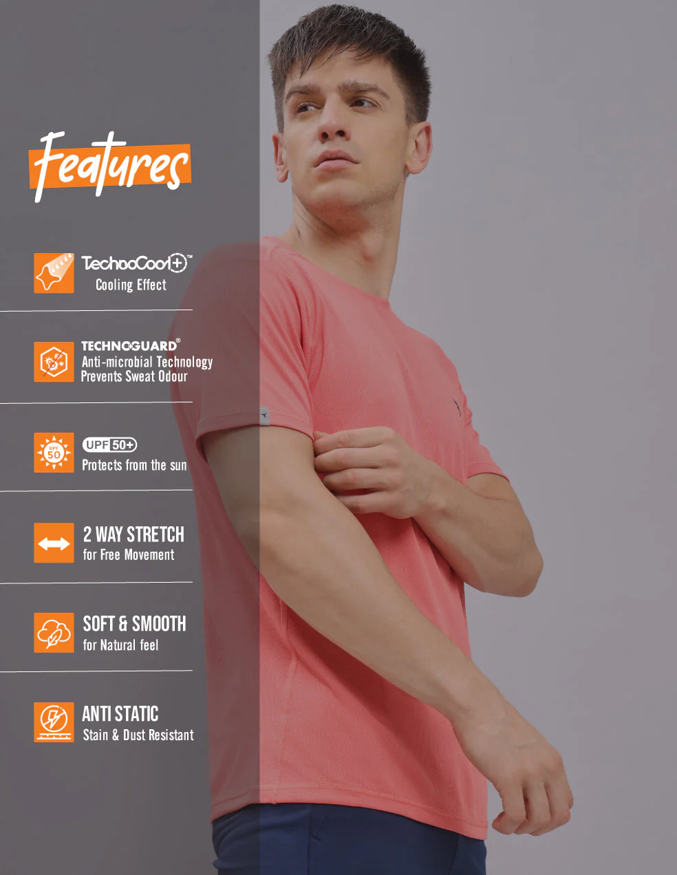Men Solid Slim Fit Crew Neck T-shirt with TECHNO COOL+ (pack of 2) - Image 6