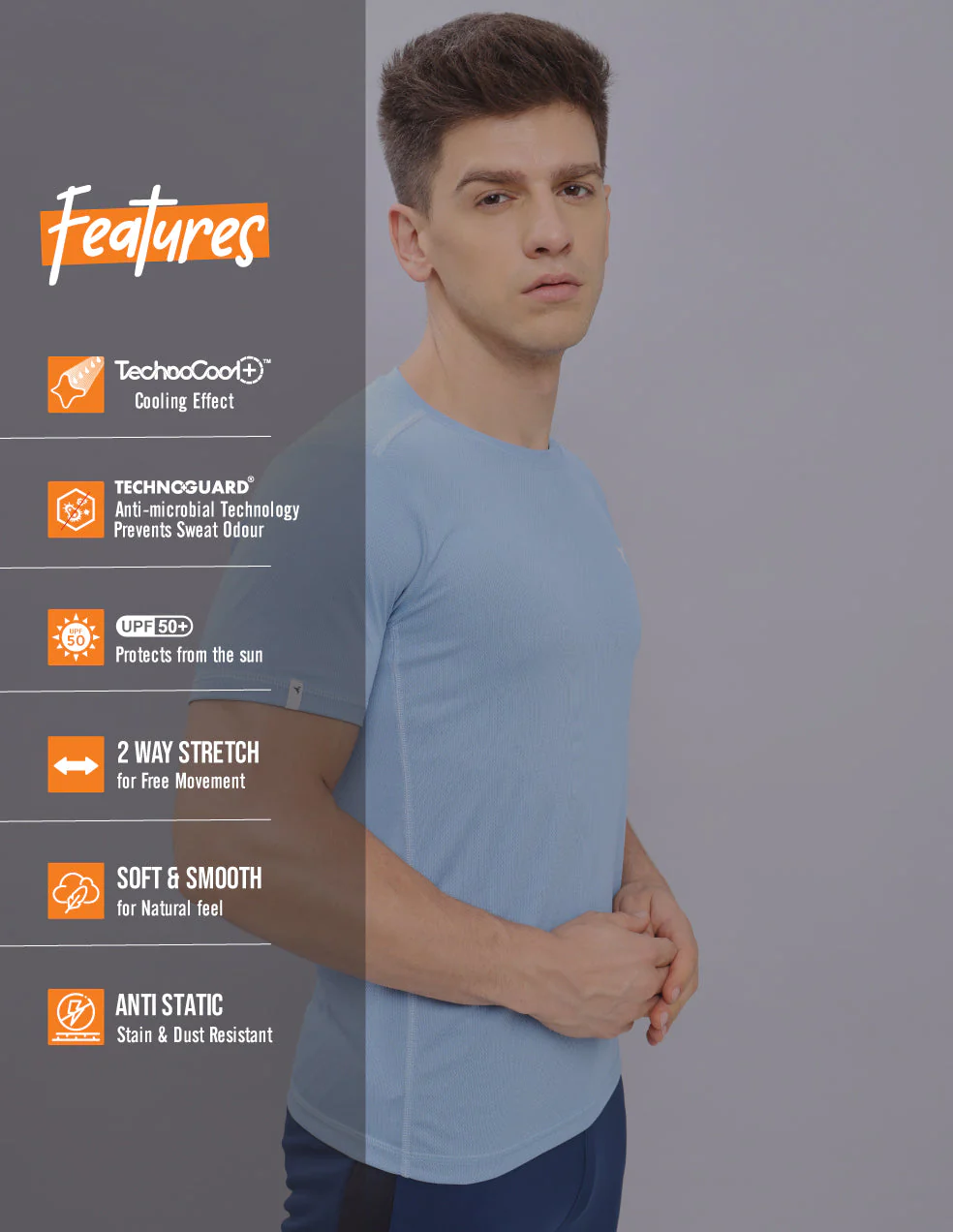Men Solid Slim Fit Crew Neck T-shirt with TECHNO COOL+ (pack of 2) - Image 7