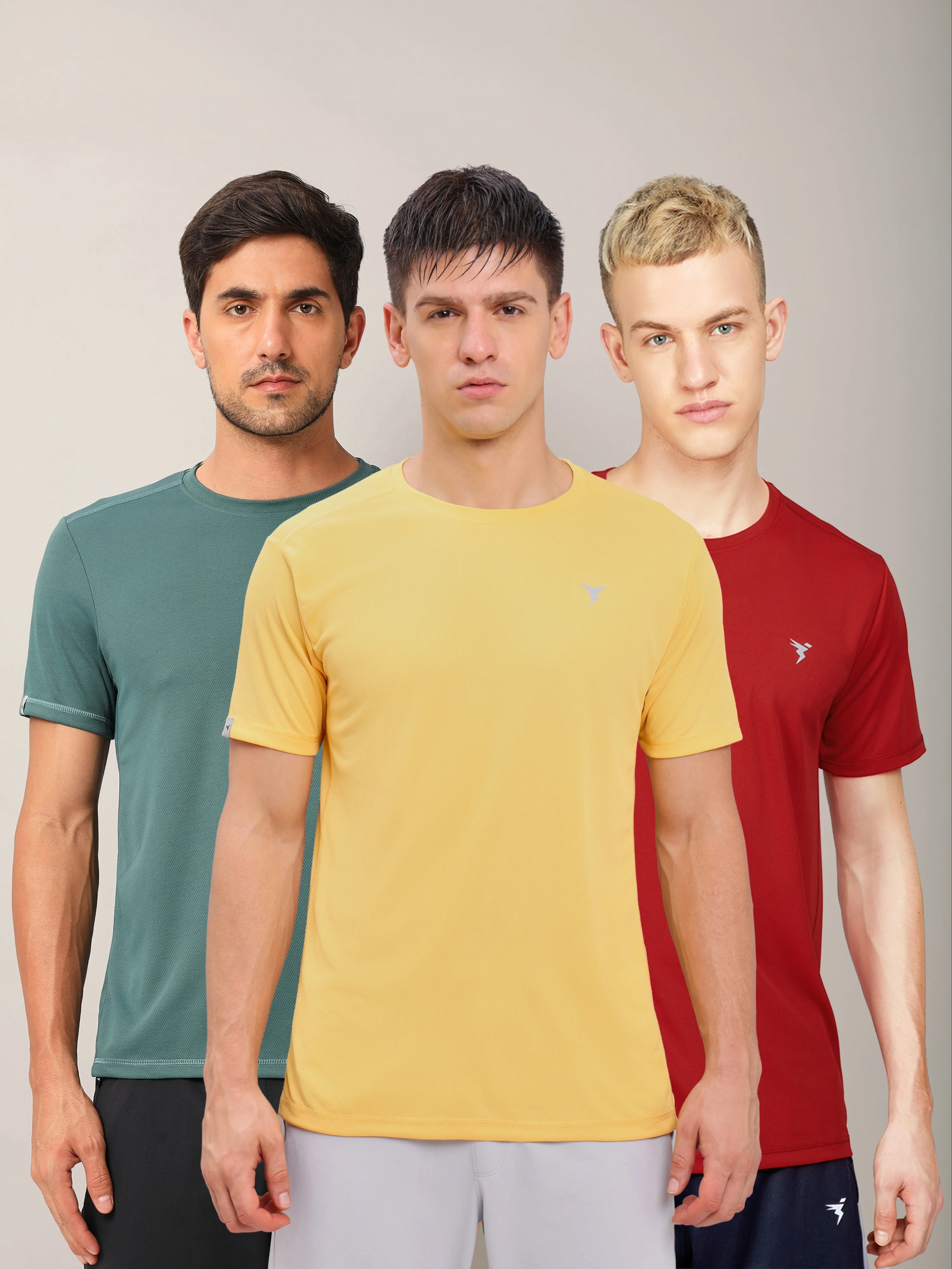 Men Solid Slim Fit Crew Neck T-shirt with TECHNO COOL+ (Pack of 3)