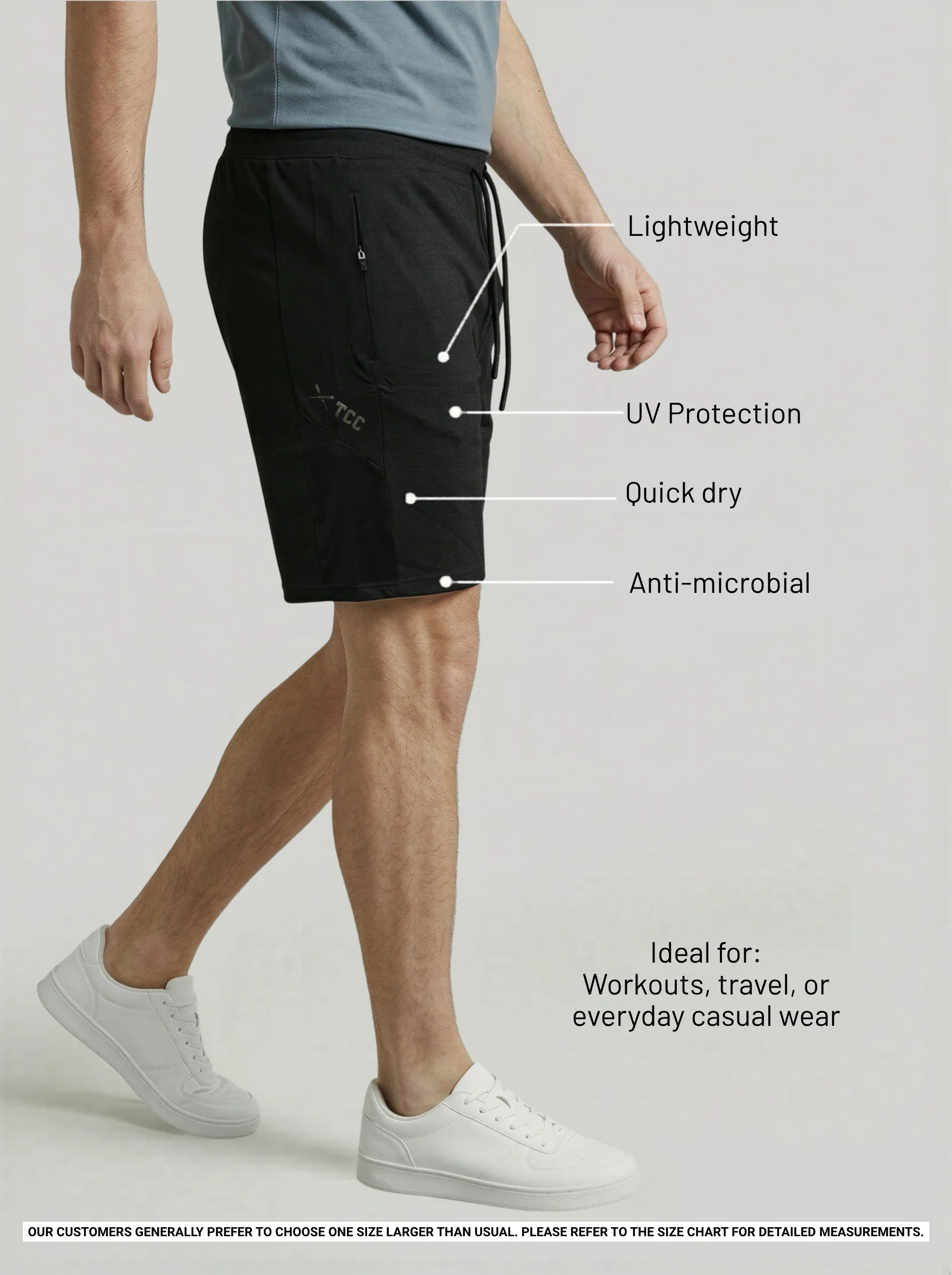 Men Solid Slim Fit Cricket Shorts with TECHNO DRY - Image 3