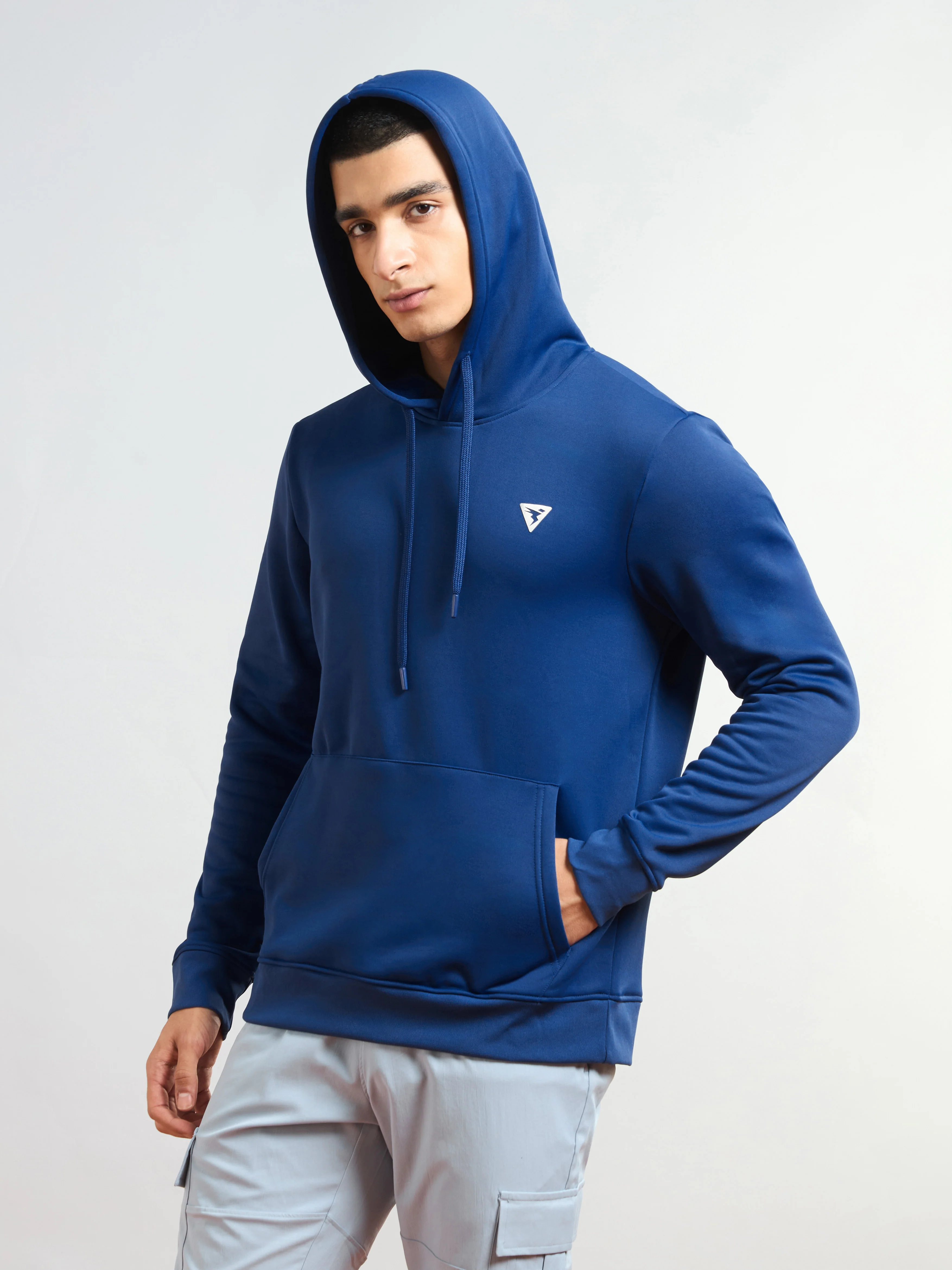 Men Solid Slim Fit Hooded Sweatshirt  with TECHNO DRY - Image 4