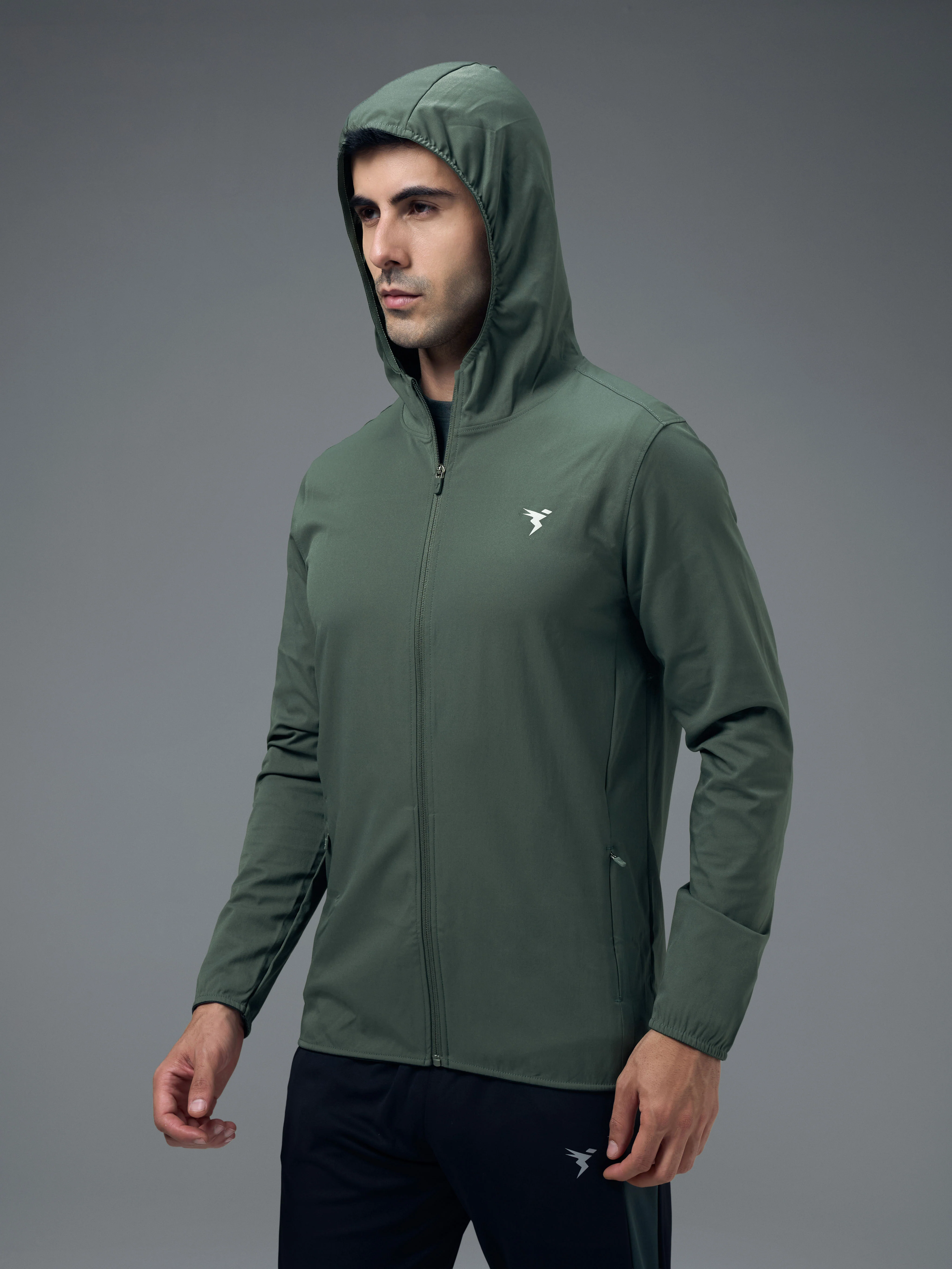 Men Solid Slim Fit Hooded Jacket with TS FLEXI - Image 6