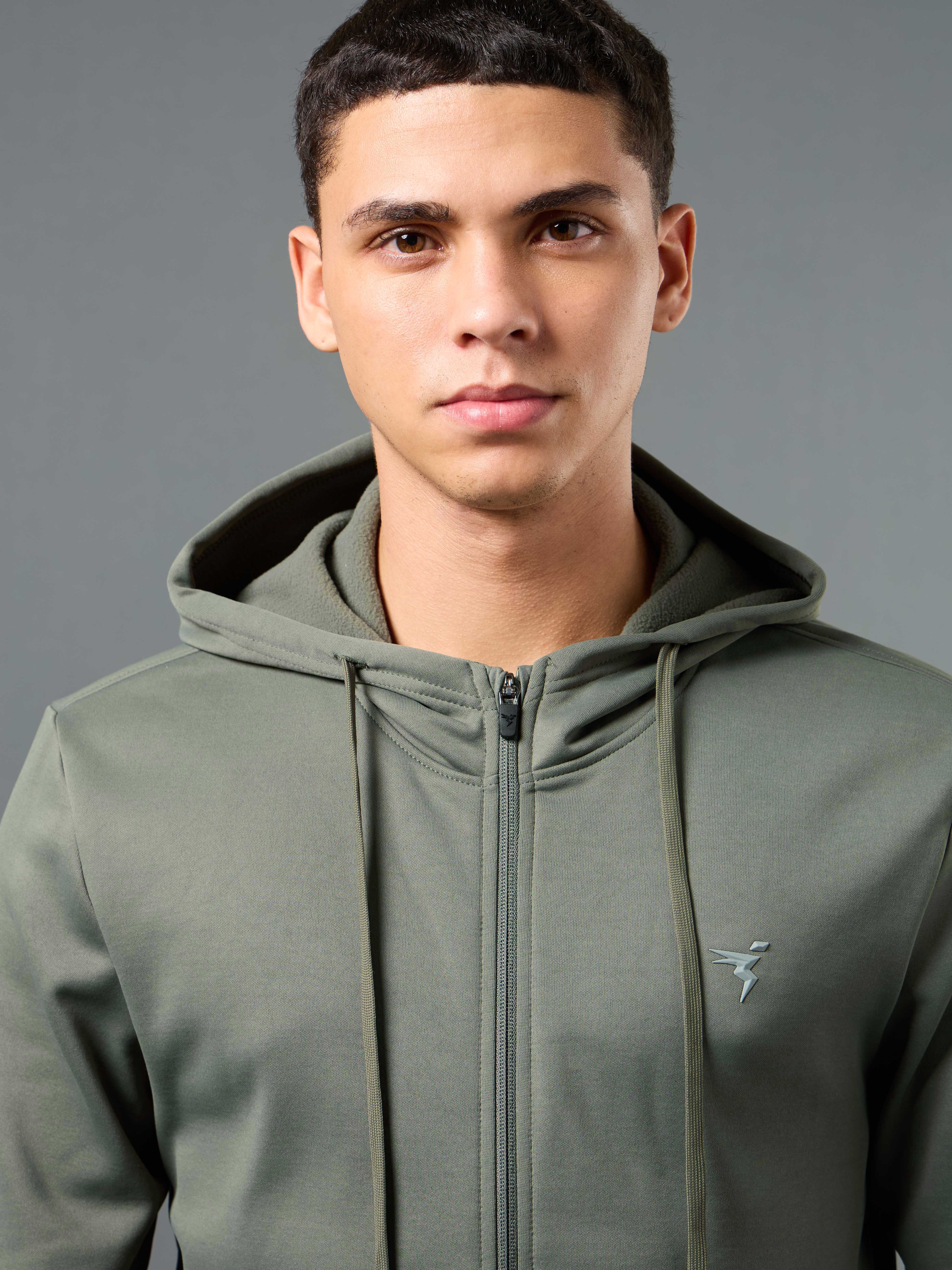 Men Solid Slim Fit Hooded Jacket with TECHNOWARM+ - Image 6