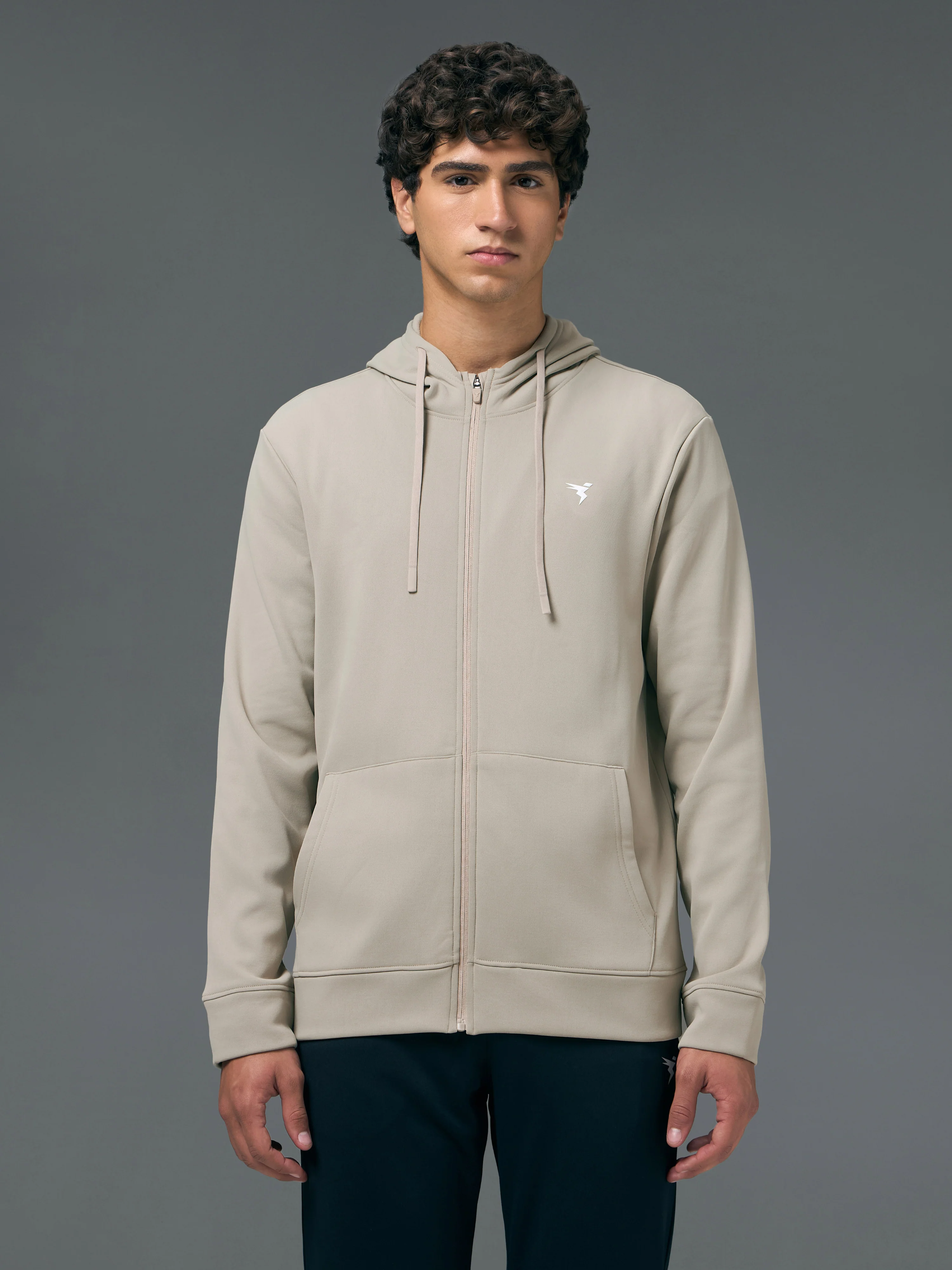 Men Solid Slim Fit Hooded Jacket with TECHNOWARM+ - Image 2