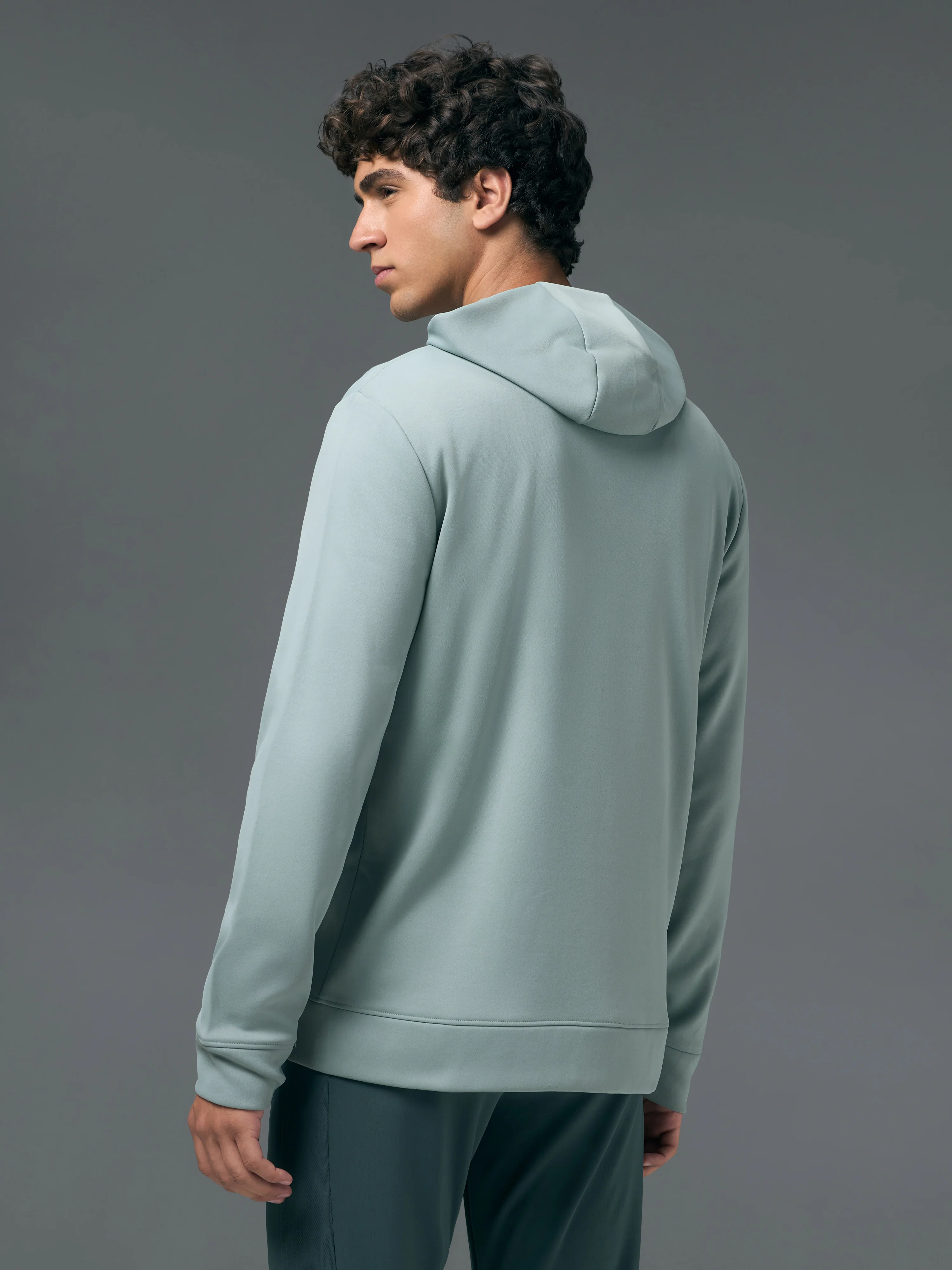 Men Solid Slim Fit Hooded Jacket with TECHNOWARM+ - Image 3