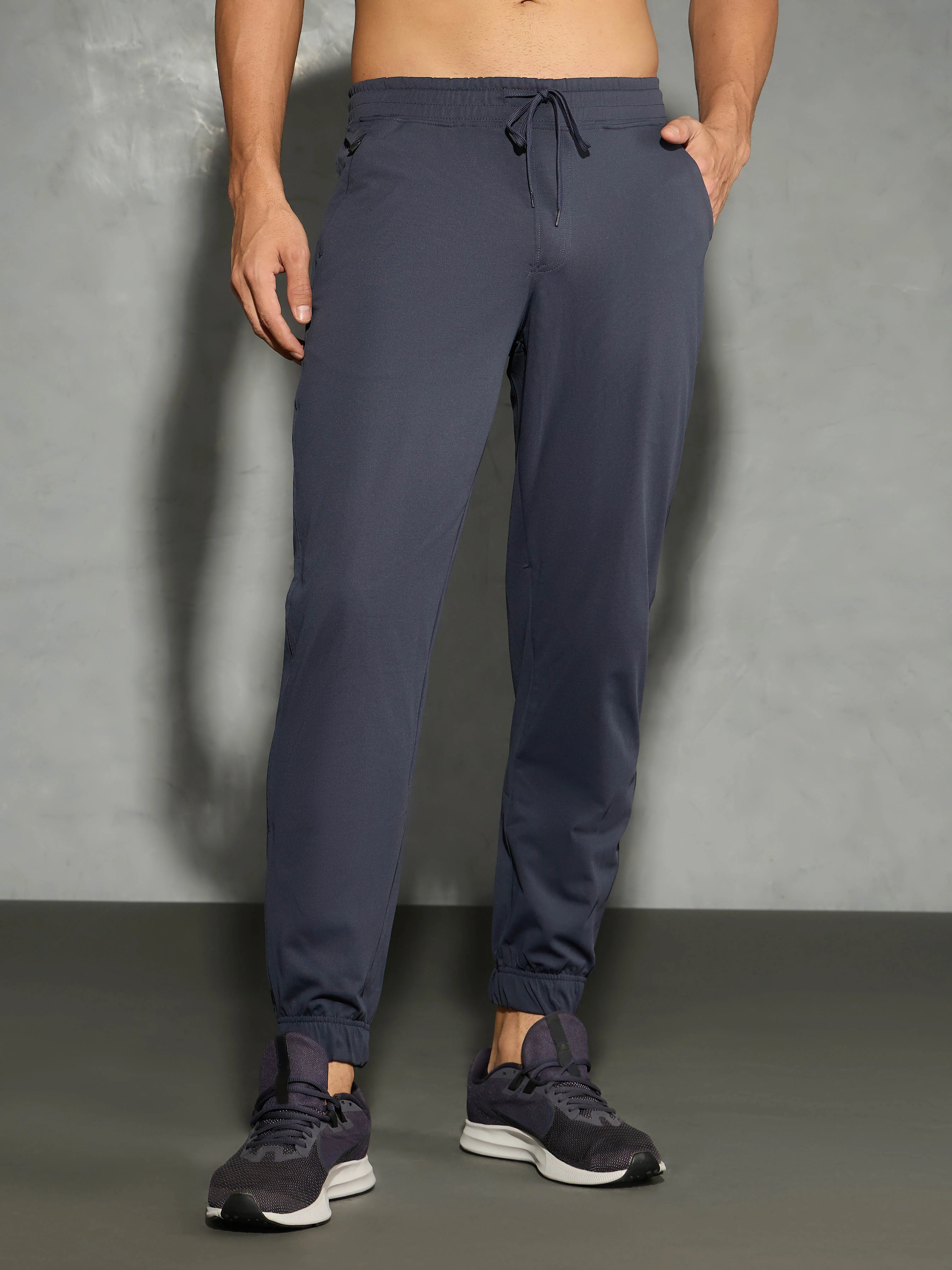 Men Solid Slim Fit Joggers with ELASTOPLUS - Image 2