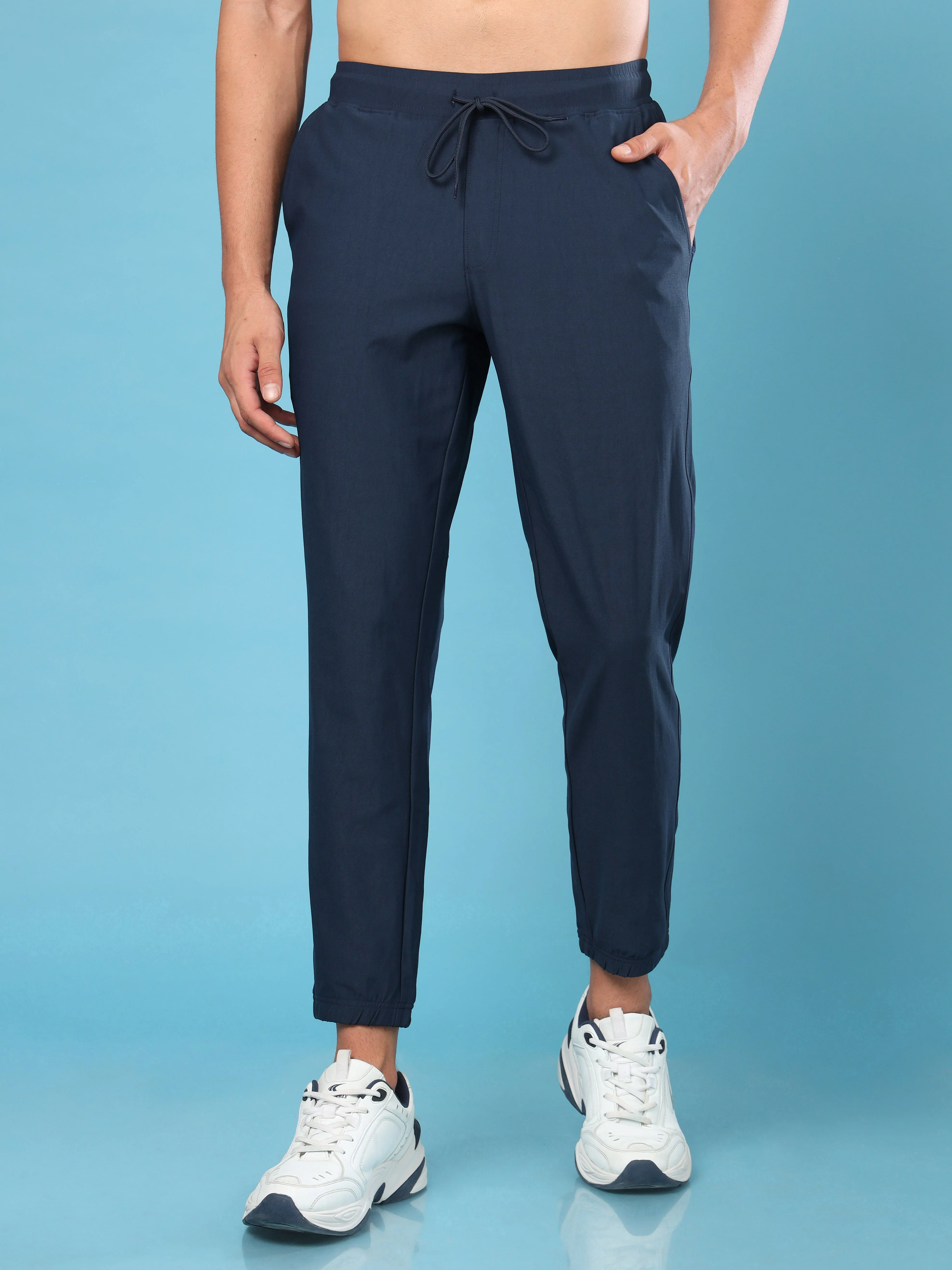 Men Solid Slim Fit Joggers with ELASTOPLUS - Image 2