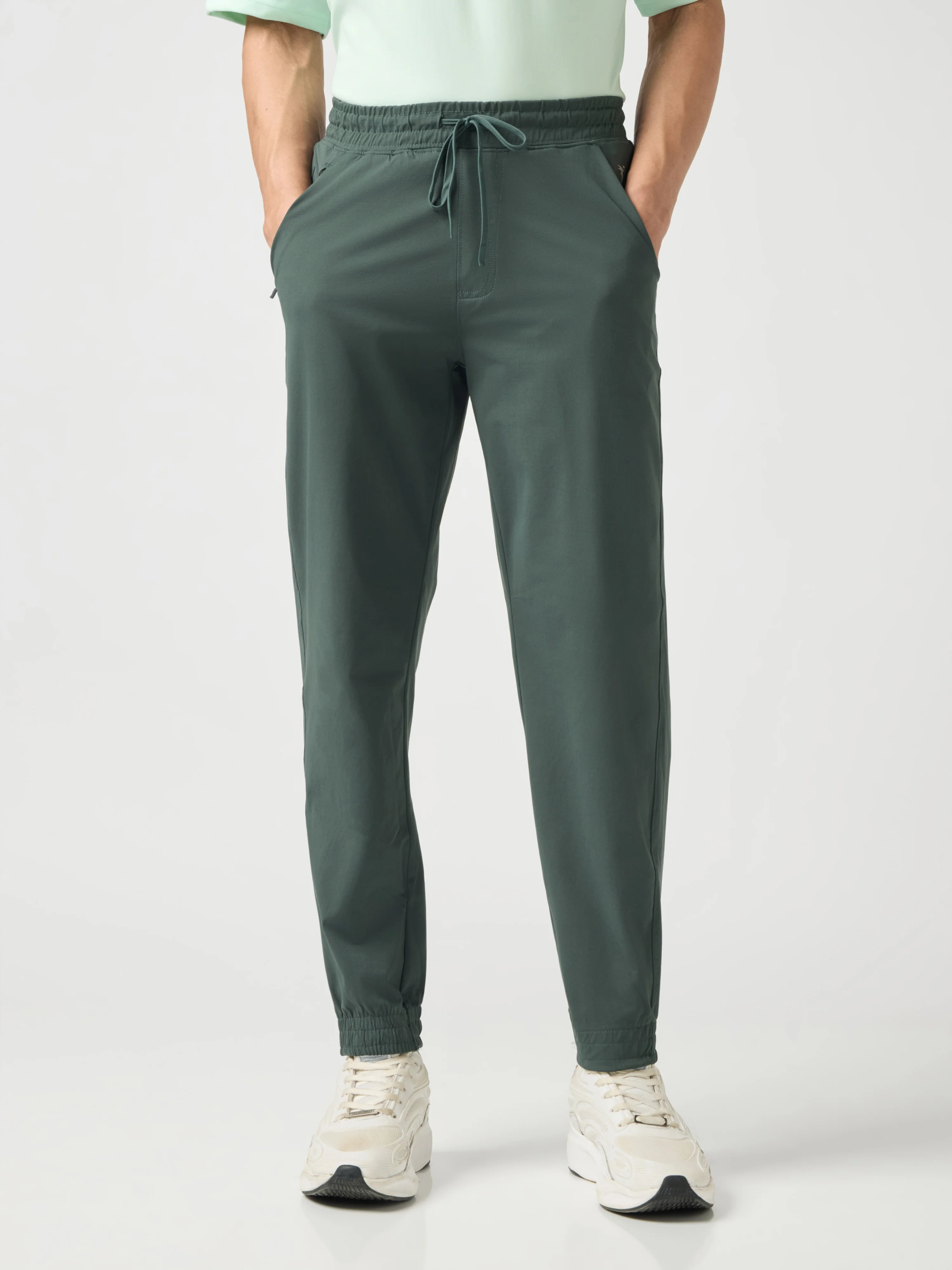 Men Solid Slim Fit Joggers with ELASTOPLUS - Image 2