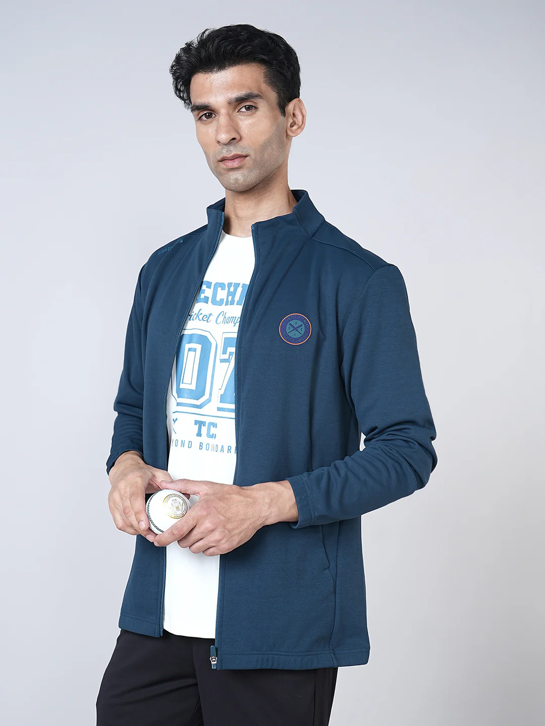 Men Solid Slim Fit Mock Neck Jacket with ELASTO PLUS - Image 4