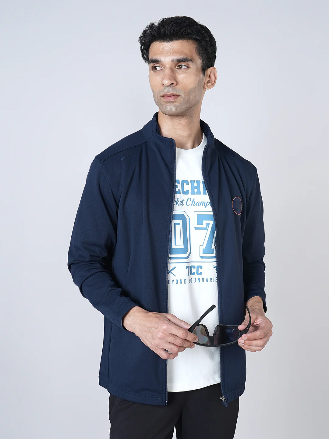 Men Solid Slim Fit Mock Neck Jacket with ELASTO PLUS - Image 4