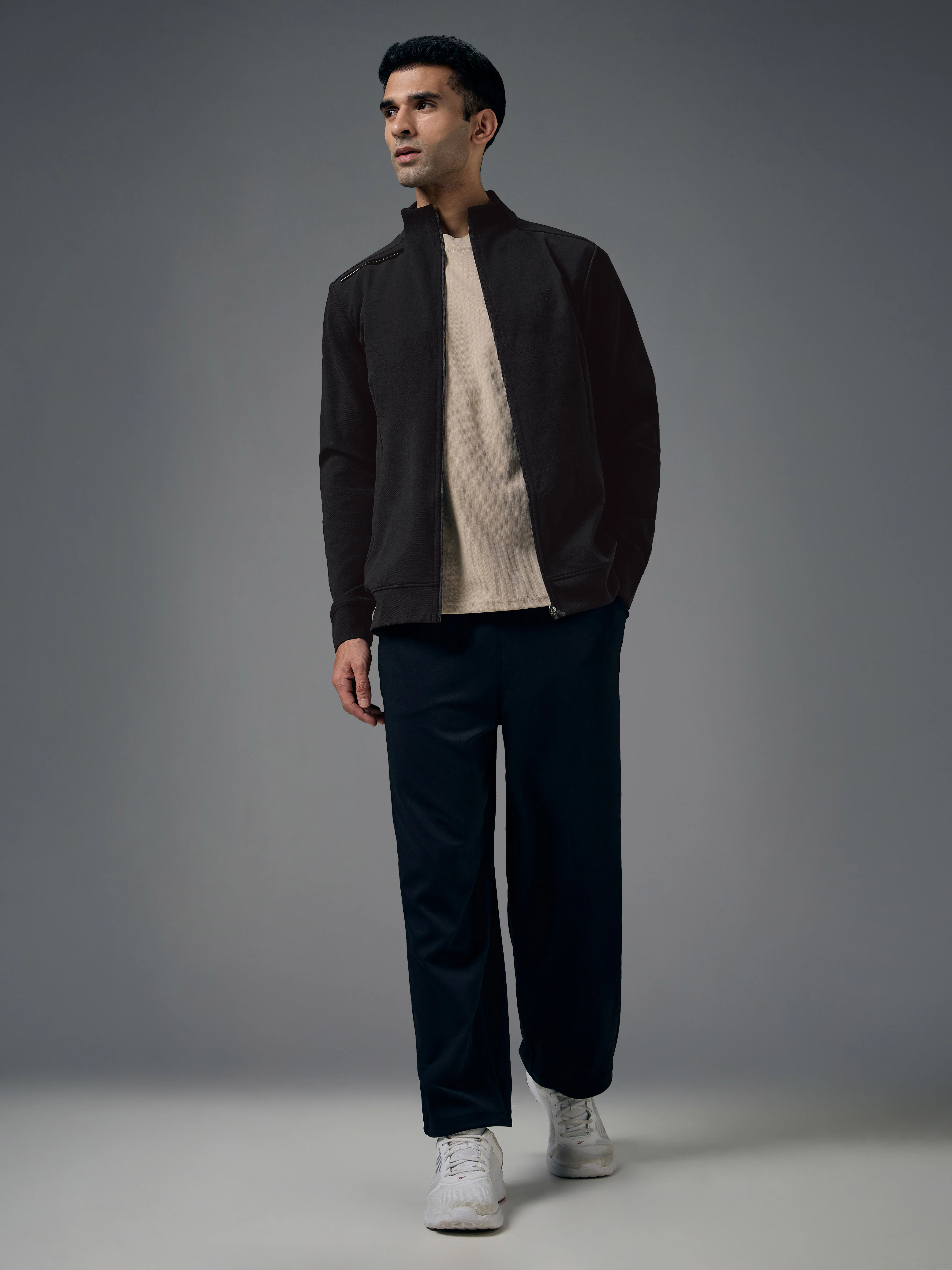 Men Solid Slim Fit Mock Neck Jacket with ELASTO PLUS - Image 5