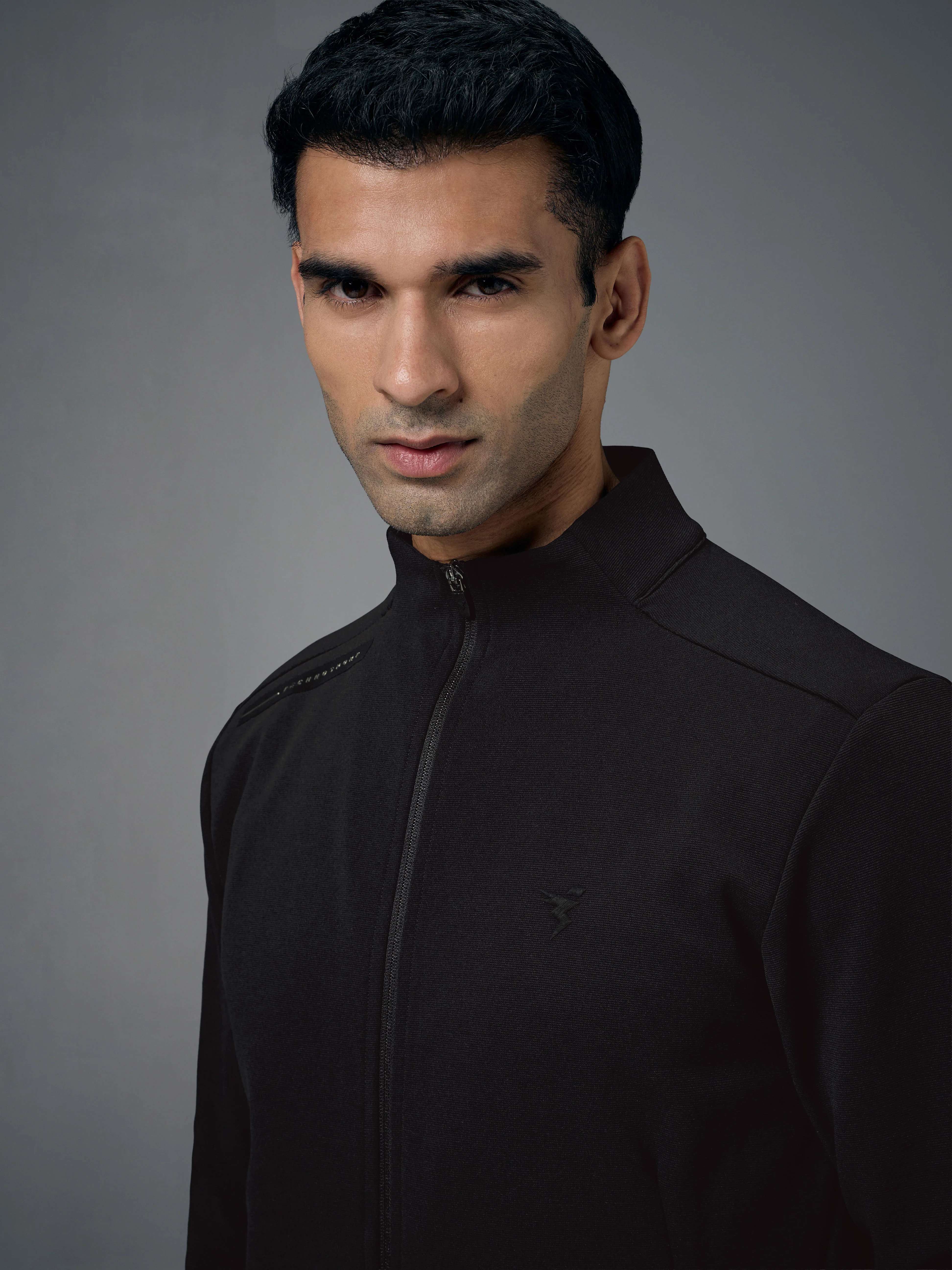 Men Solid Slim Fit Mock Neck Jacket with ELASTO PLUS - Image 6